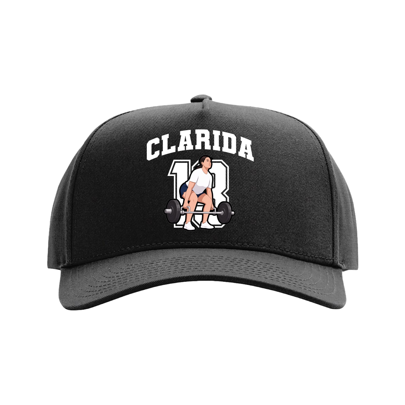 Full Fabric Five-Panel Champ Cap — Number in Black