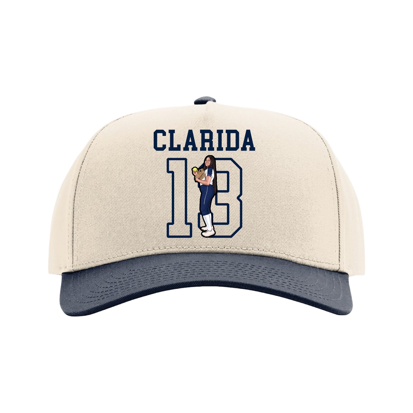 Full Fabric Five-Panel Champ Cap — Shirsey in Cream/Navy
