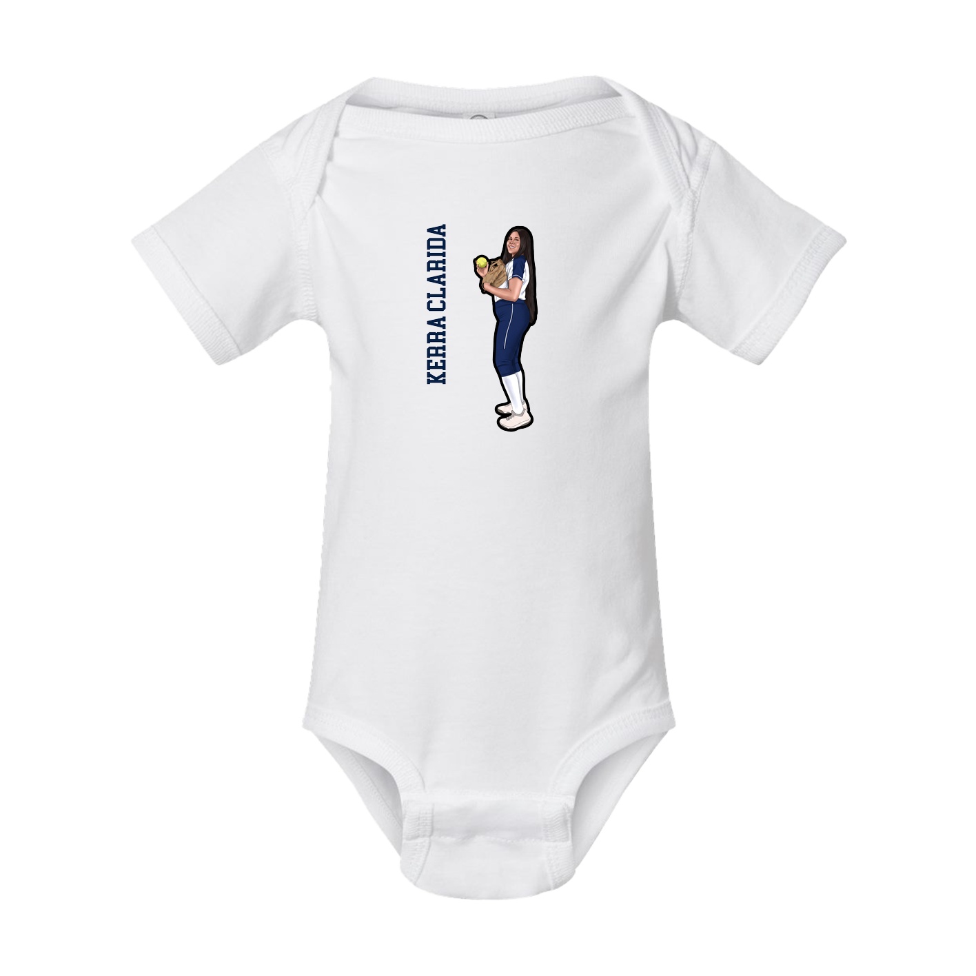 Baby Onesie — Name Vertical in White