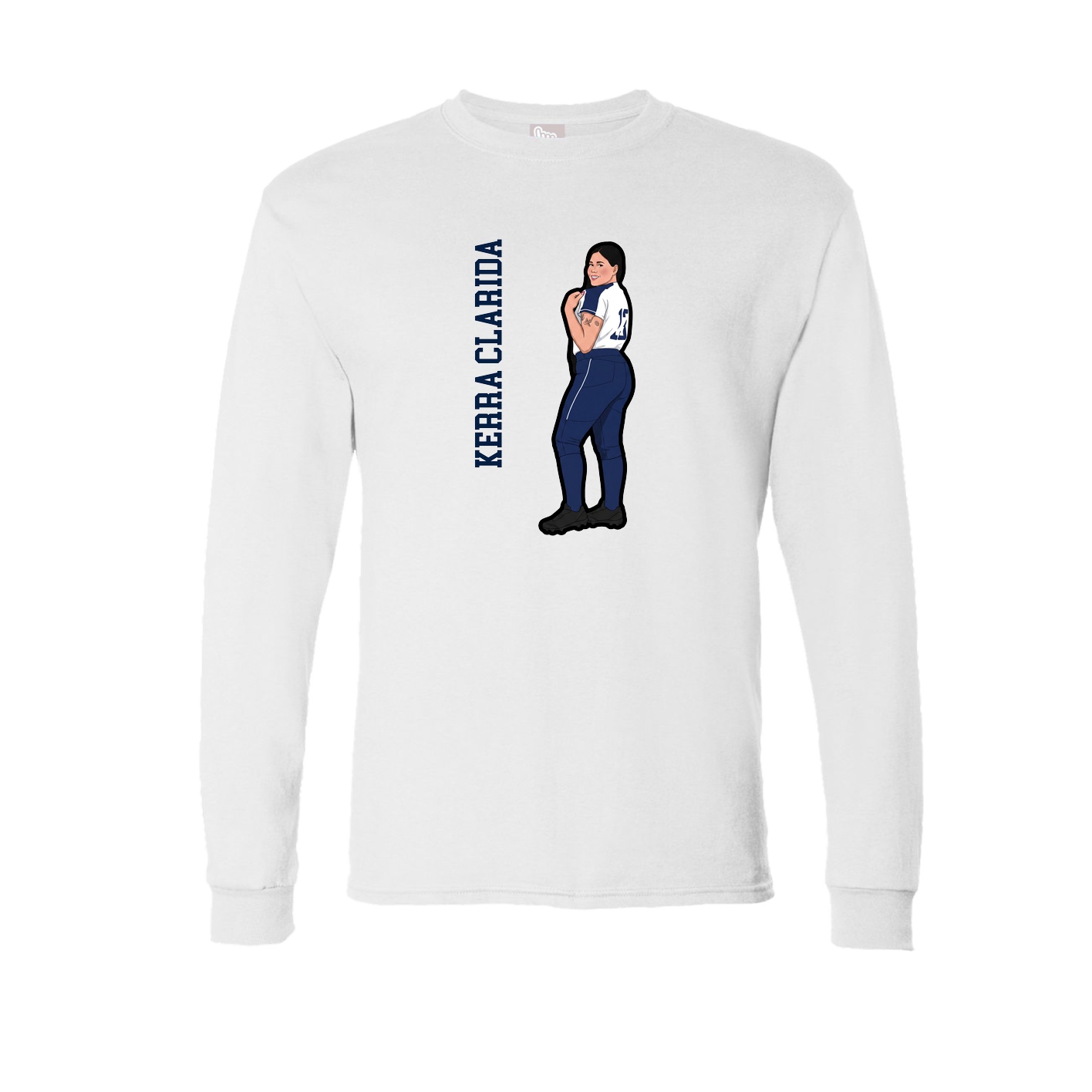 Long Sleeve Tee — Name Vertical in White