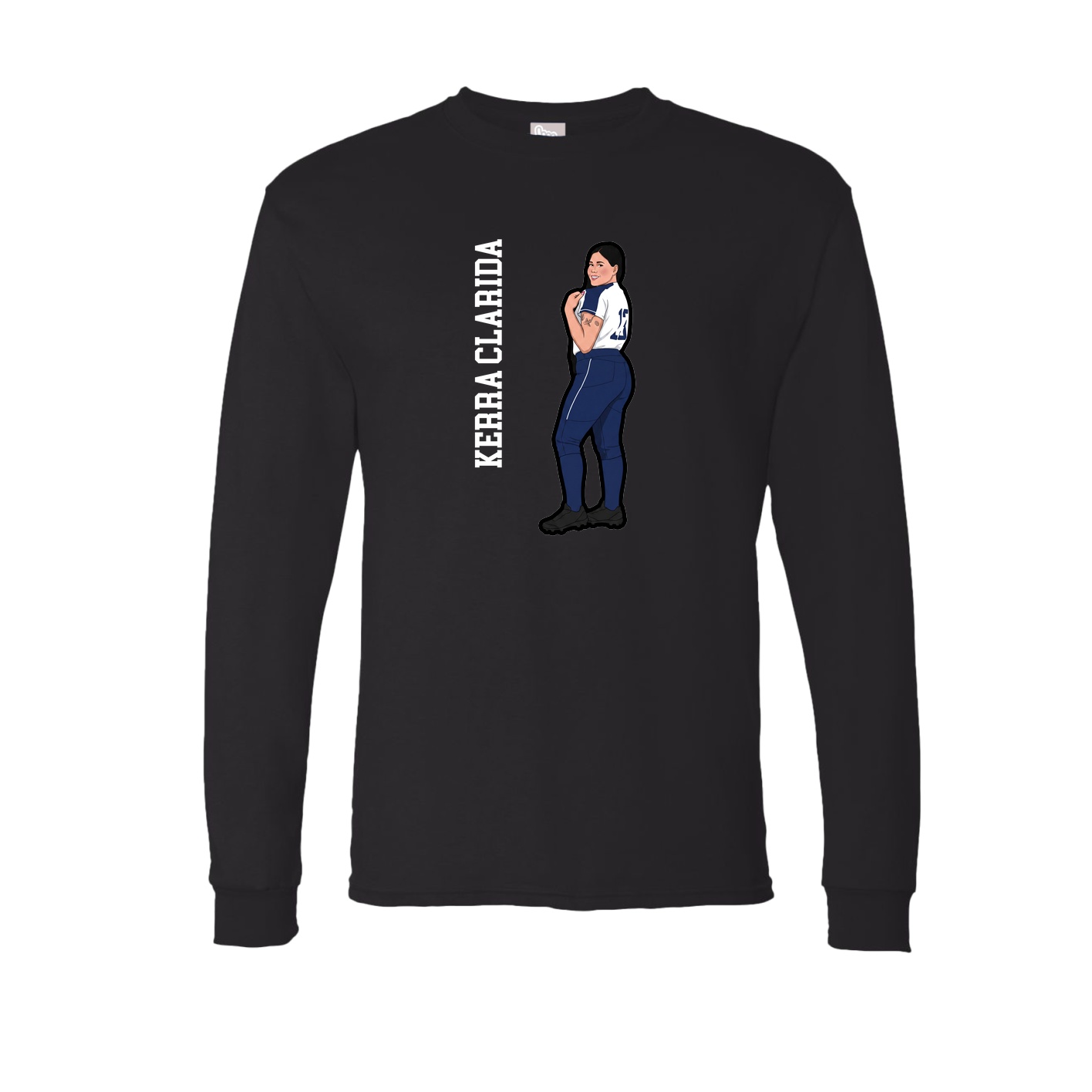 Long Sleeve Tee — Name Vertical in Black