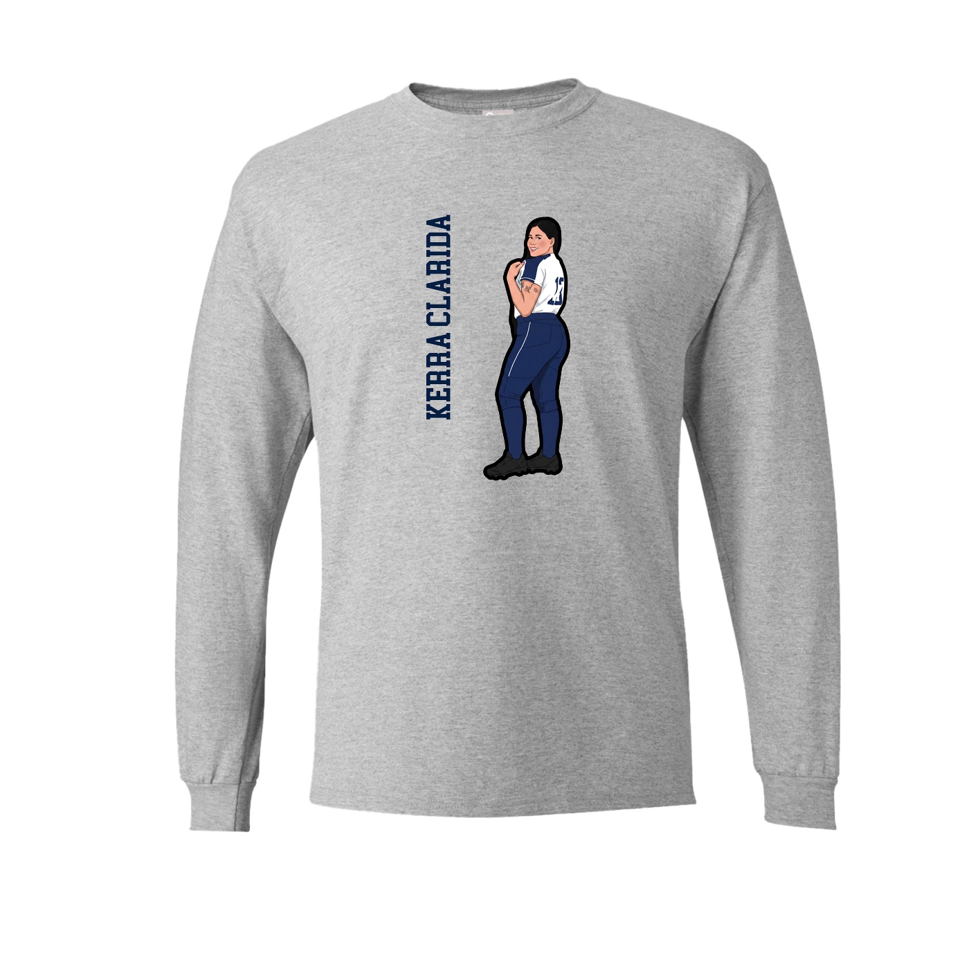 Long Sleeve Tee — Name Vertical in Grey