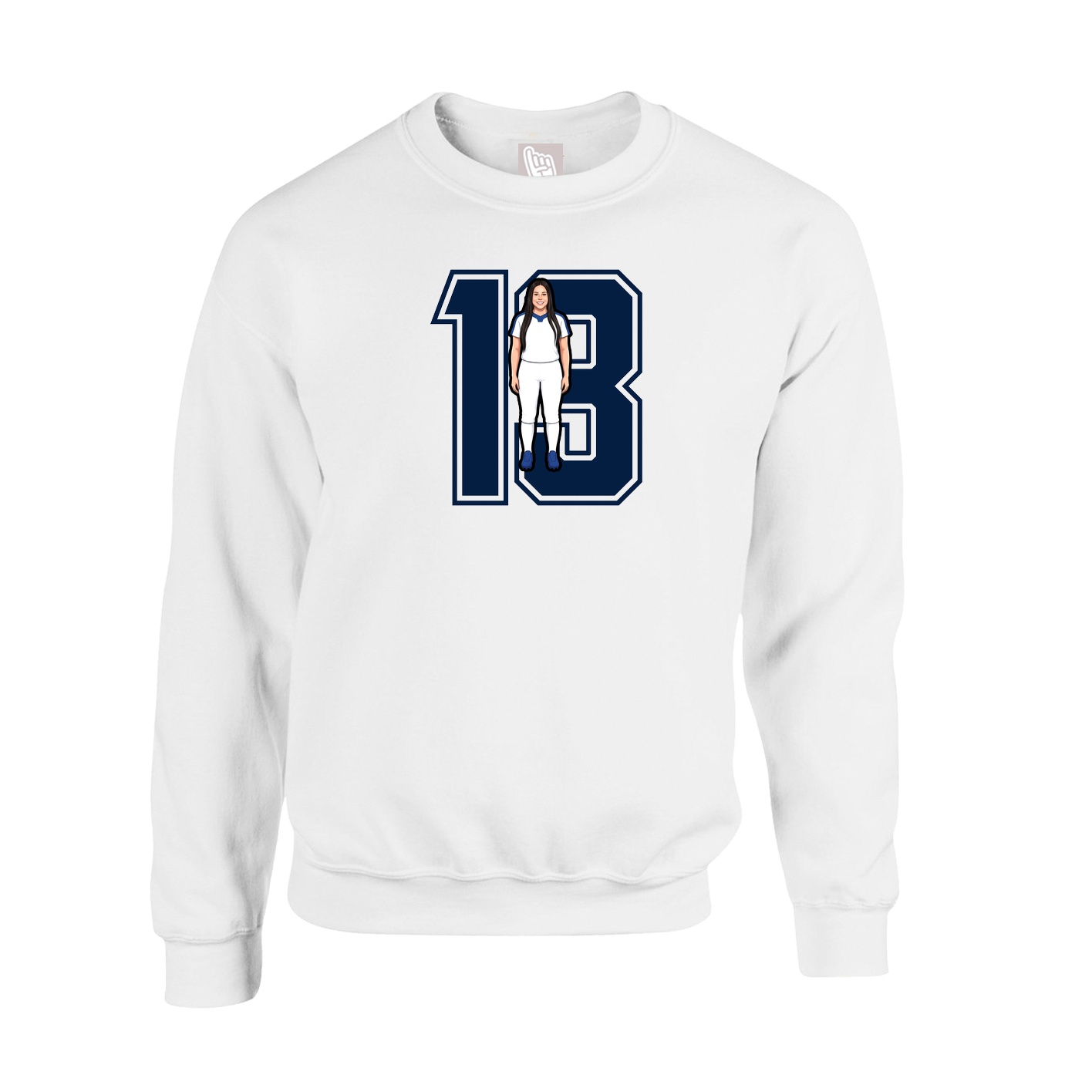 Fleece Crew — Number in White