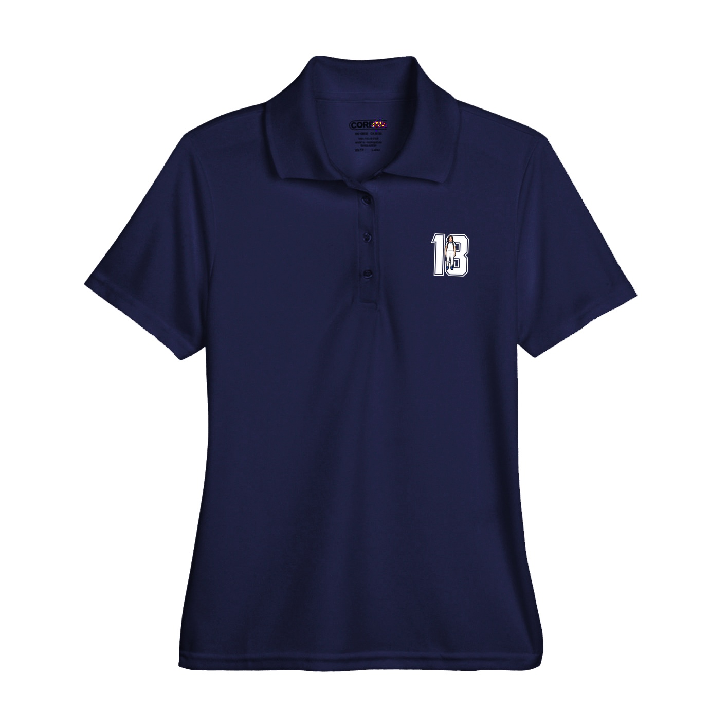 Womens Performance Polo — Number in Navy