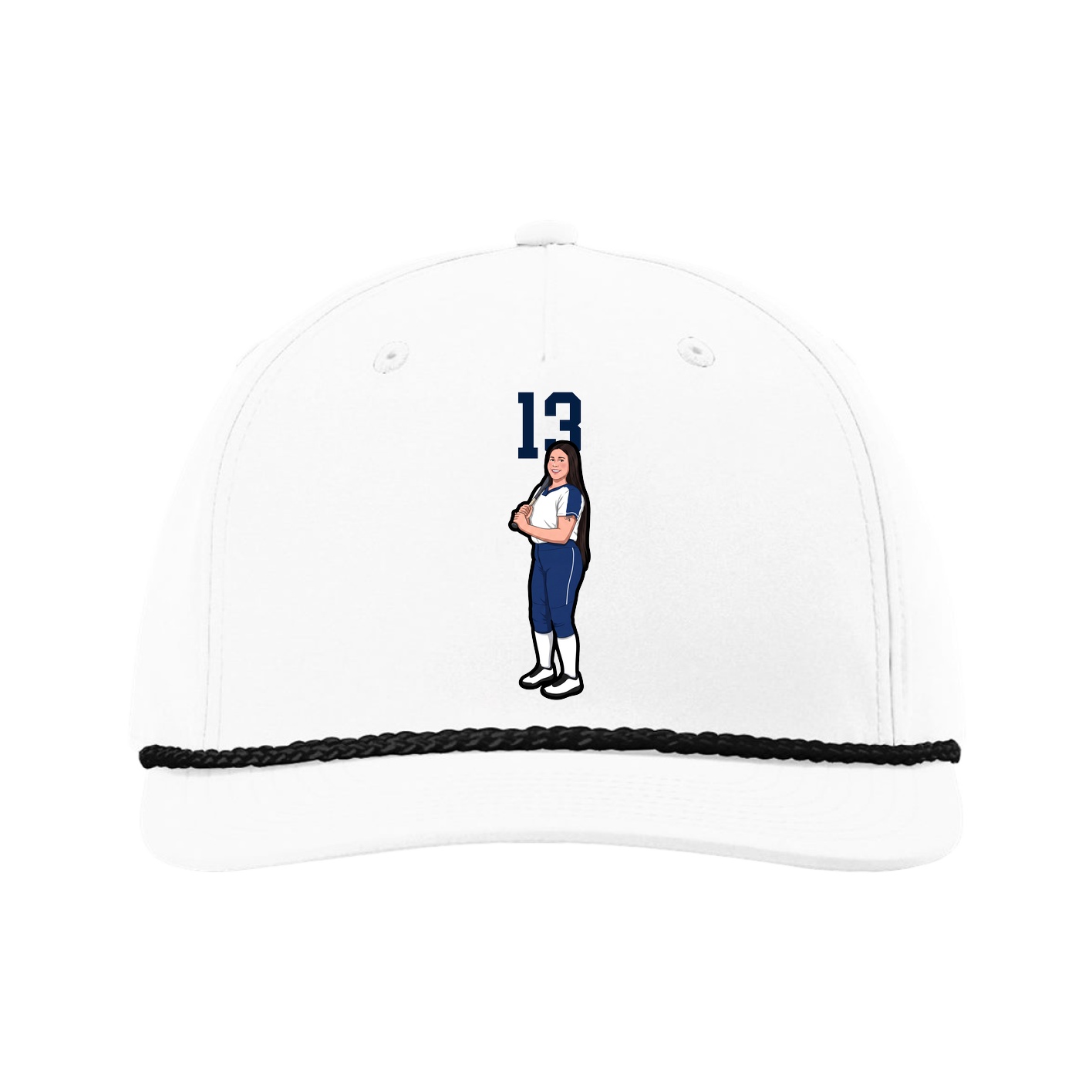 Five-Panel Classic Rope Cap — Number Top in White