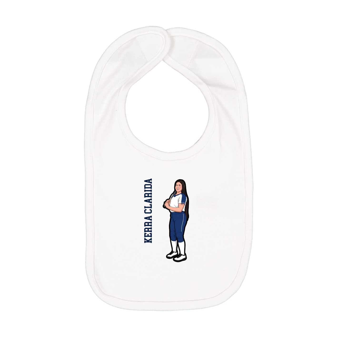 Infant Bib — Name Vertical in White