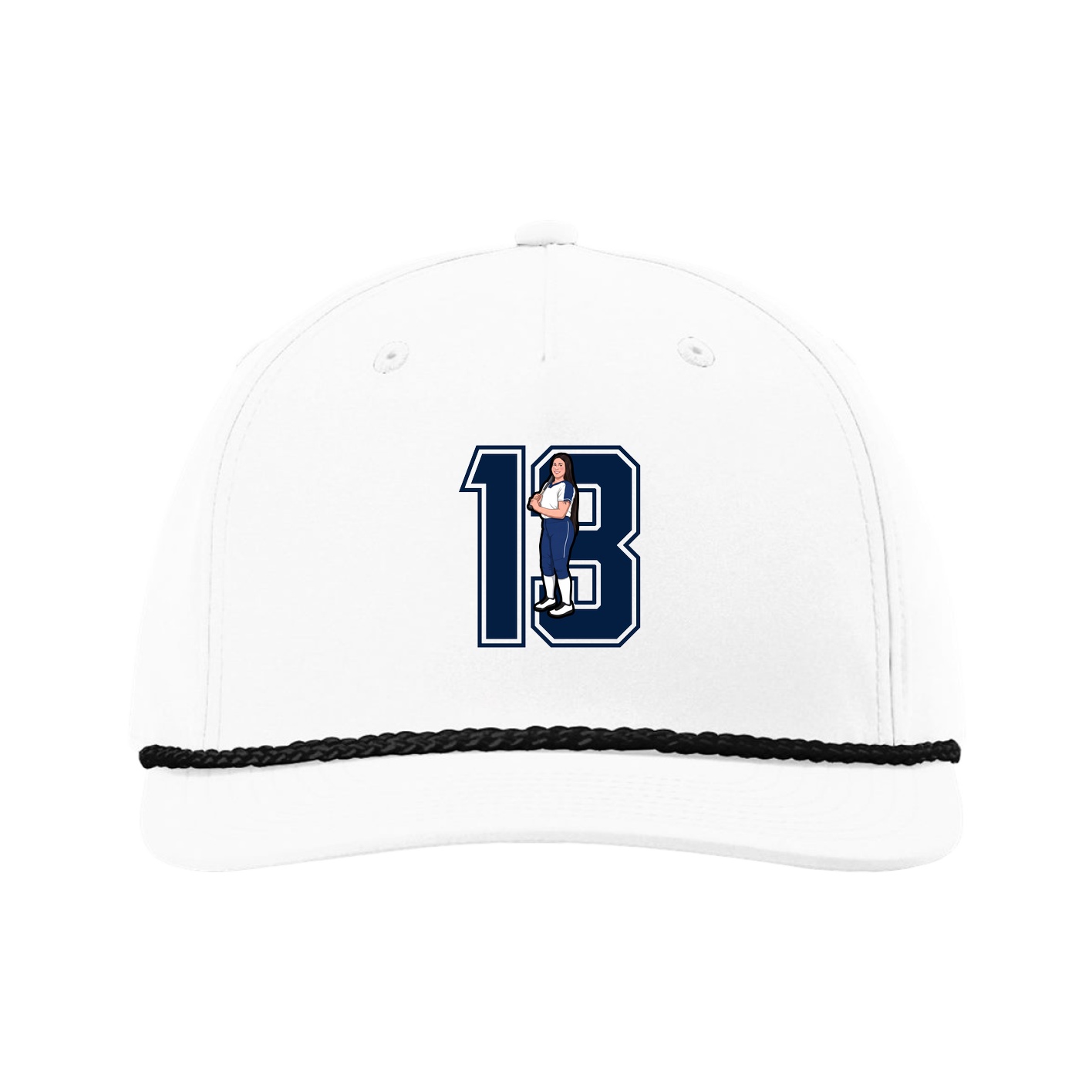 Five-Panel Classic Rope Cap — Number in White