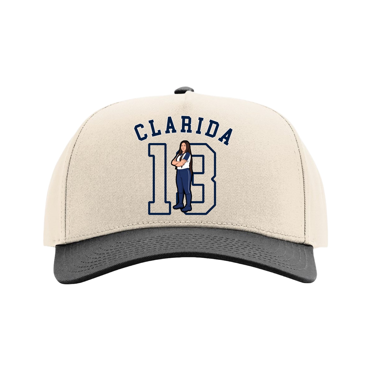 Full Fabric Five-Panel Champ Cap — Shirsey Arch in Cream/Black