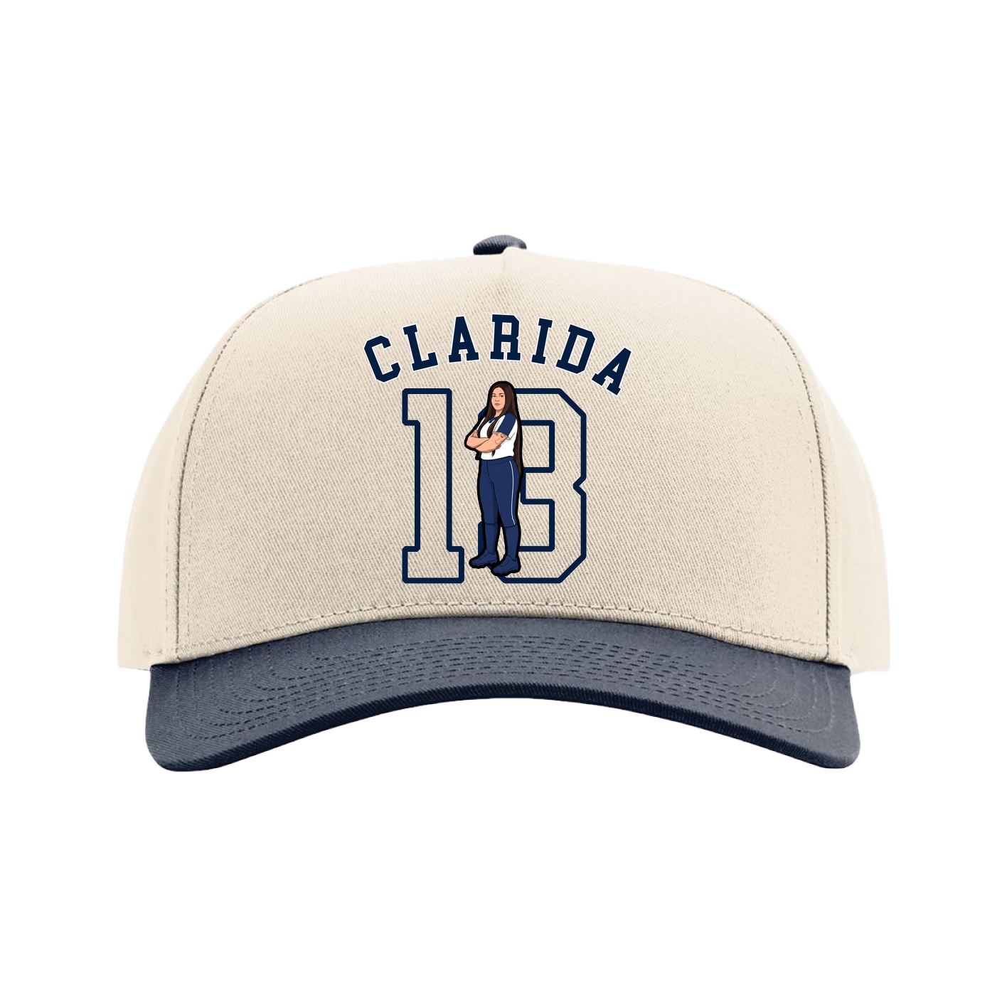 Full Fabric Five-Panel Champ Cap — Shirsey Arch in Cream/Navy