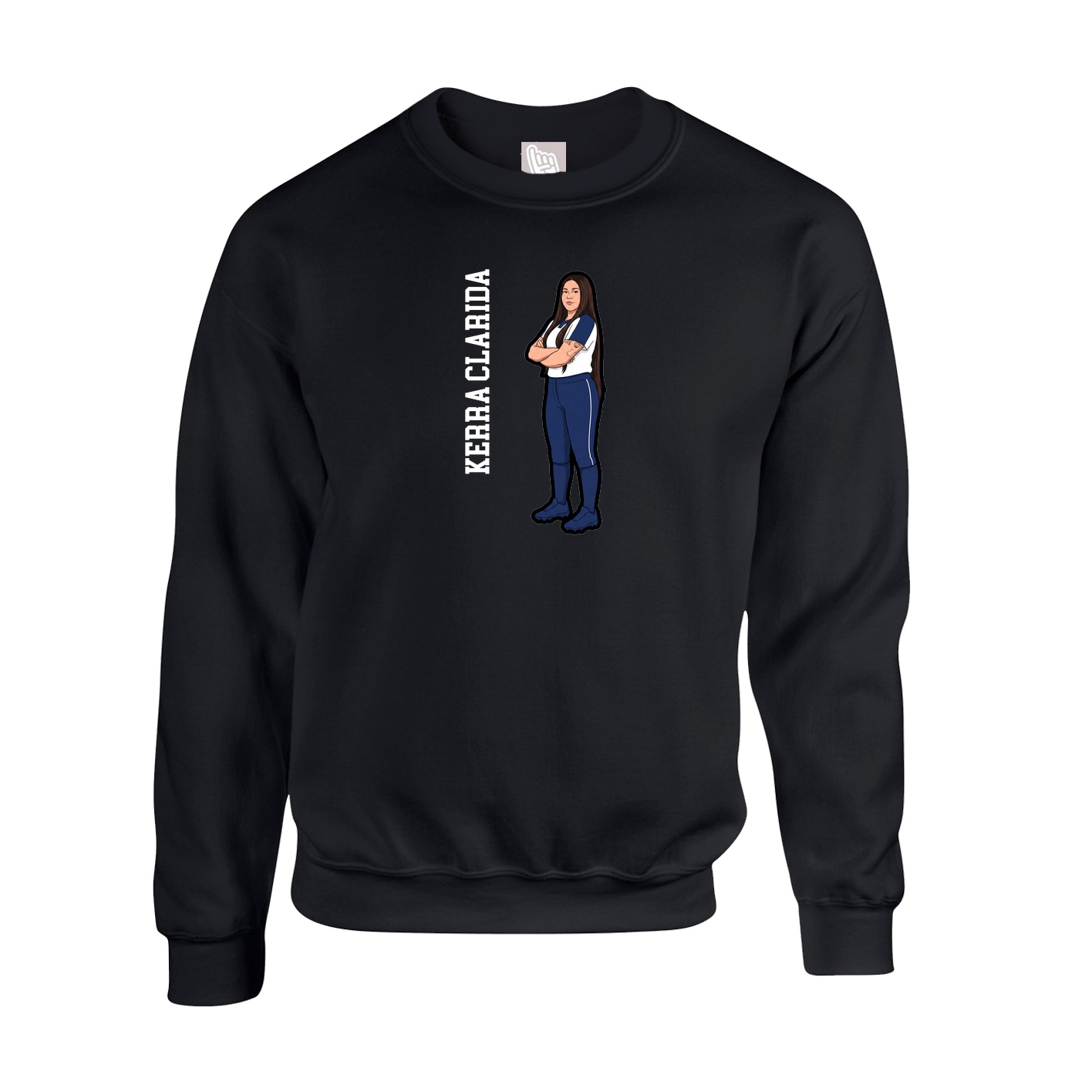 Fleece Crew — Name Vertical in Black