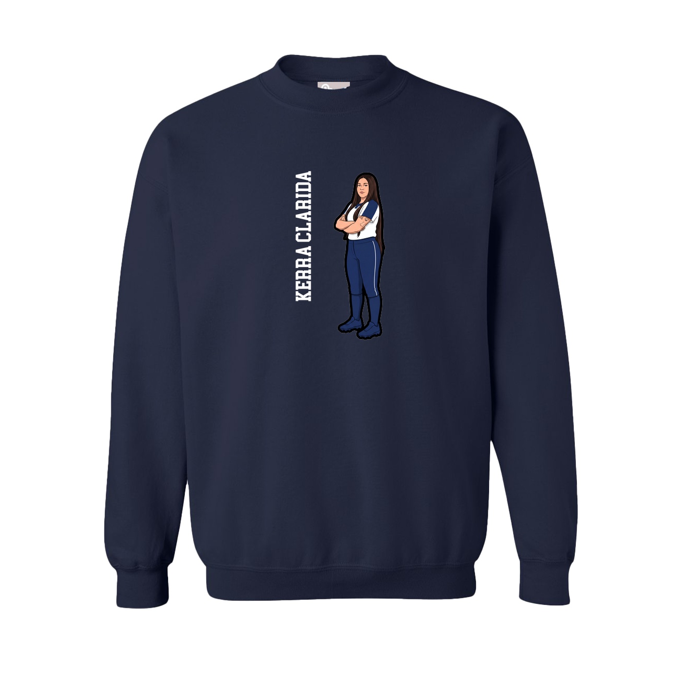 Fleece Crew — Name Vertical in Navy