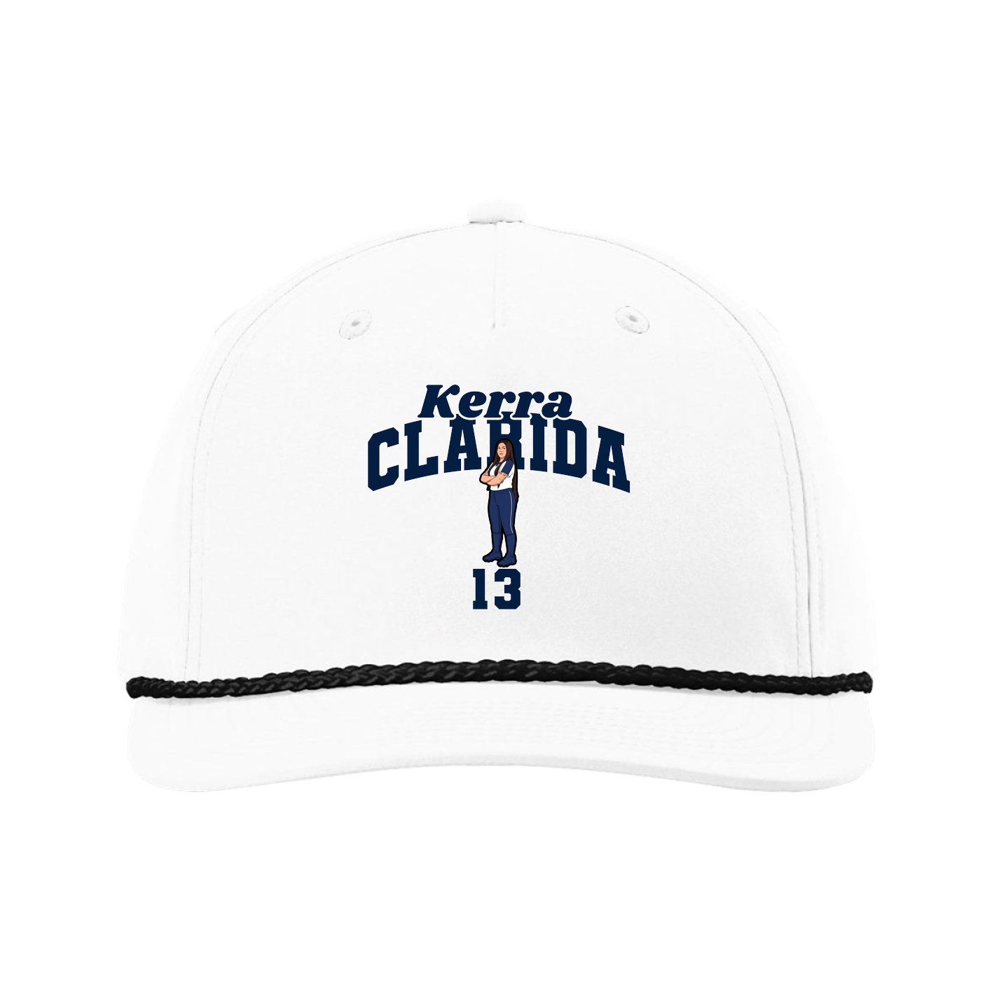 Five-Panel Classic Rope Cap — Signature Arch in White