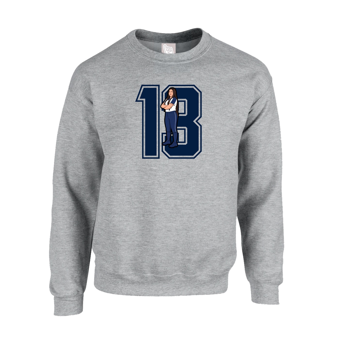 Fleece Crew — Number in Grey