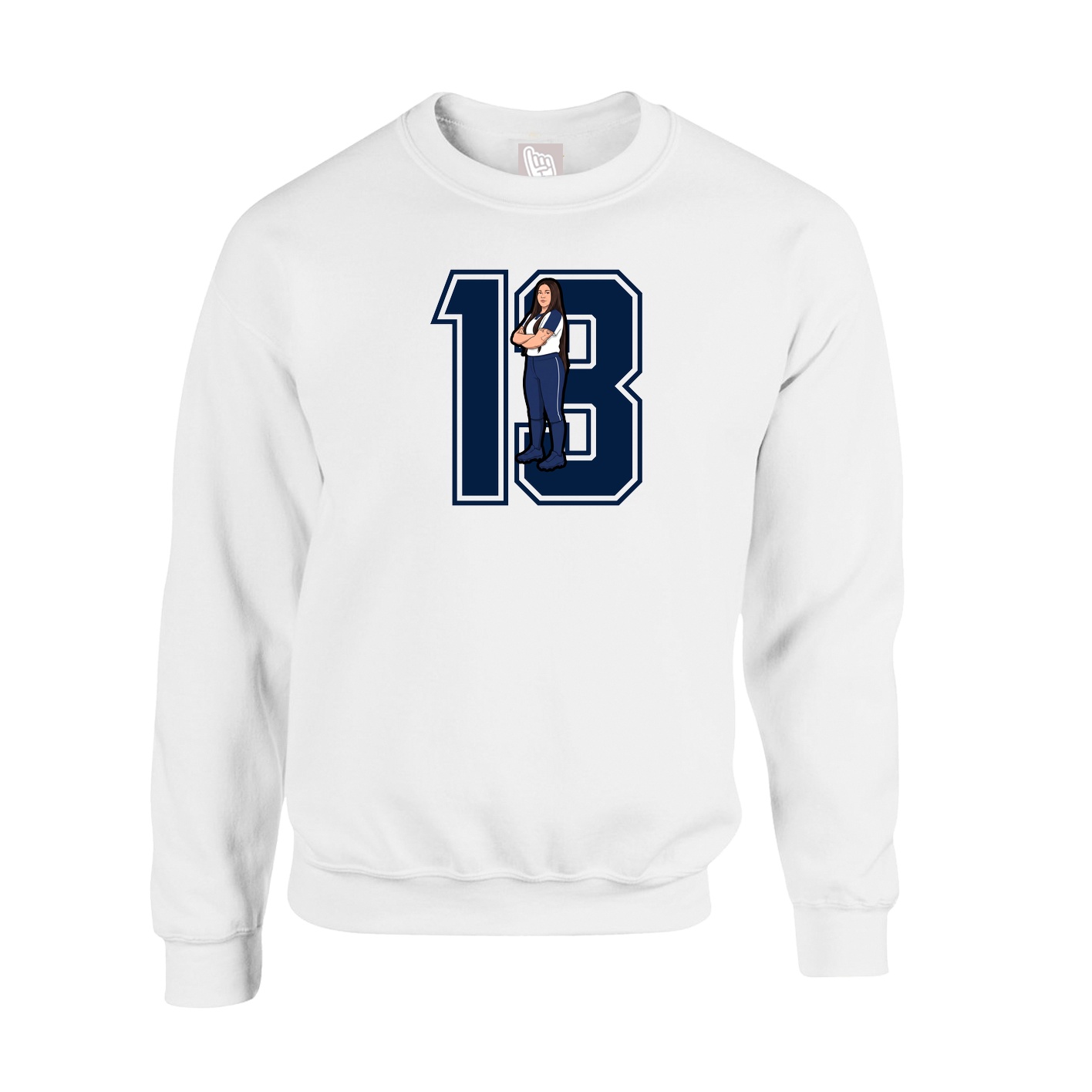 Fleece Crew — Number in White