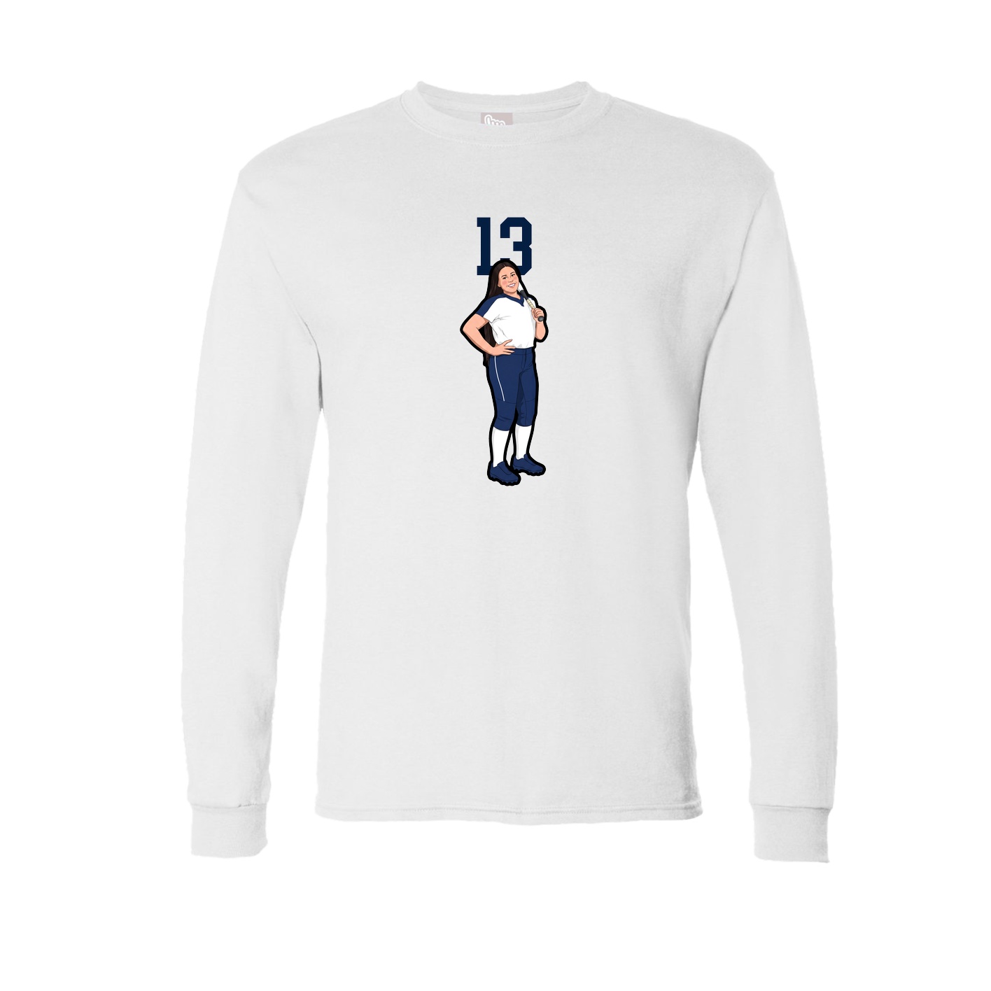Long Sleeve Tee — Number Top in White