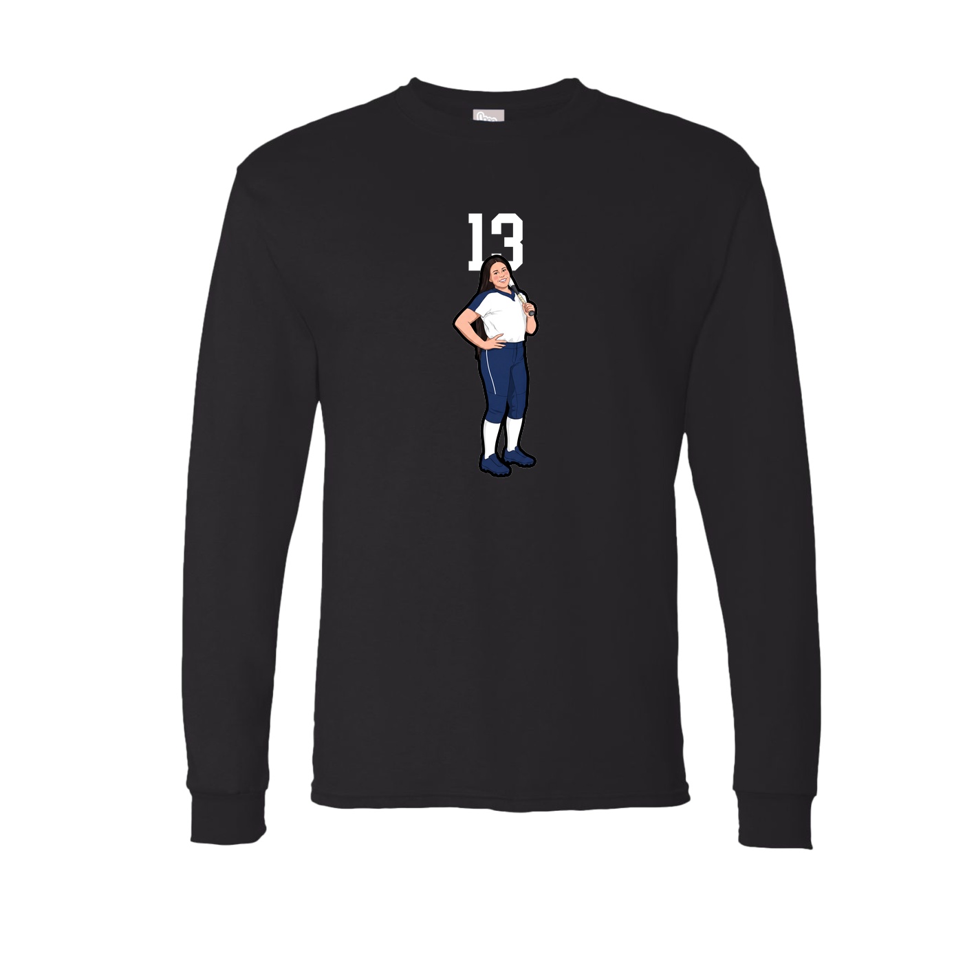 Long Sleeve Tee — Number Top in Black