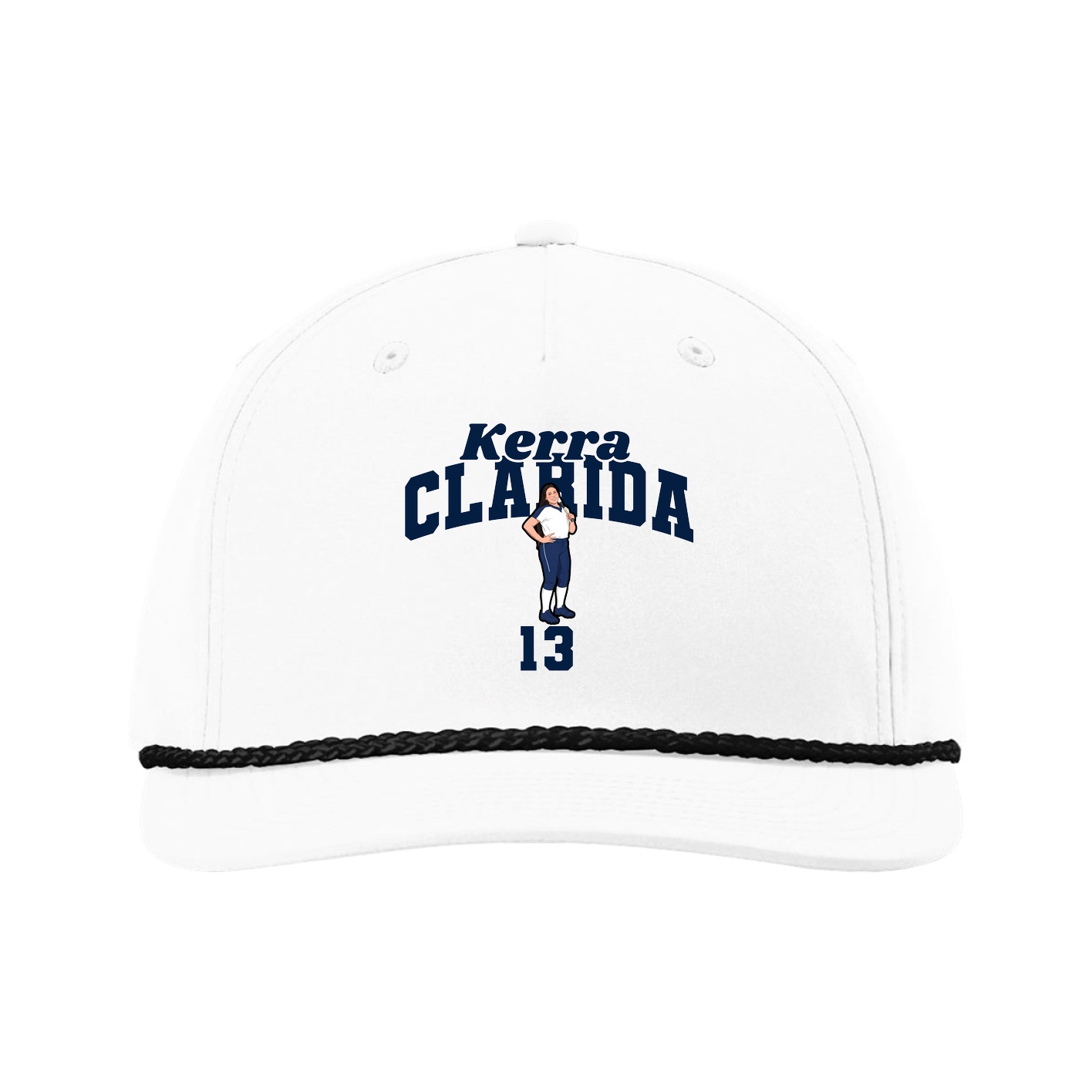 Five-Panel Classic Rope Cap — Signature Arch in White