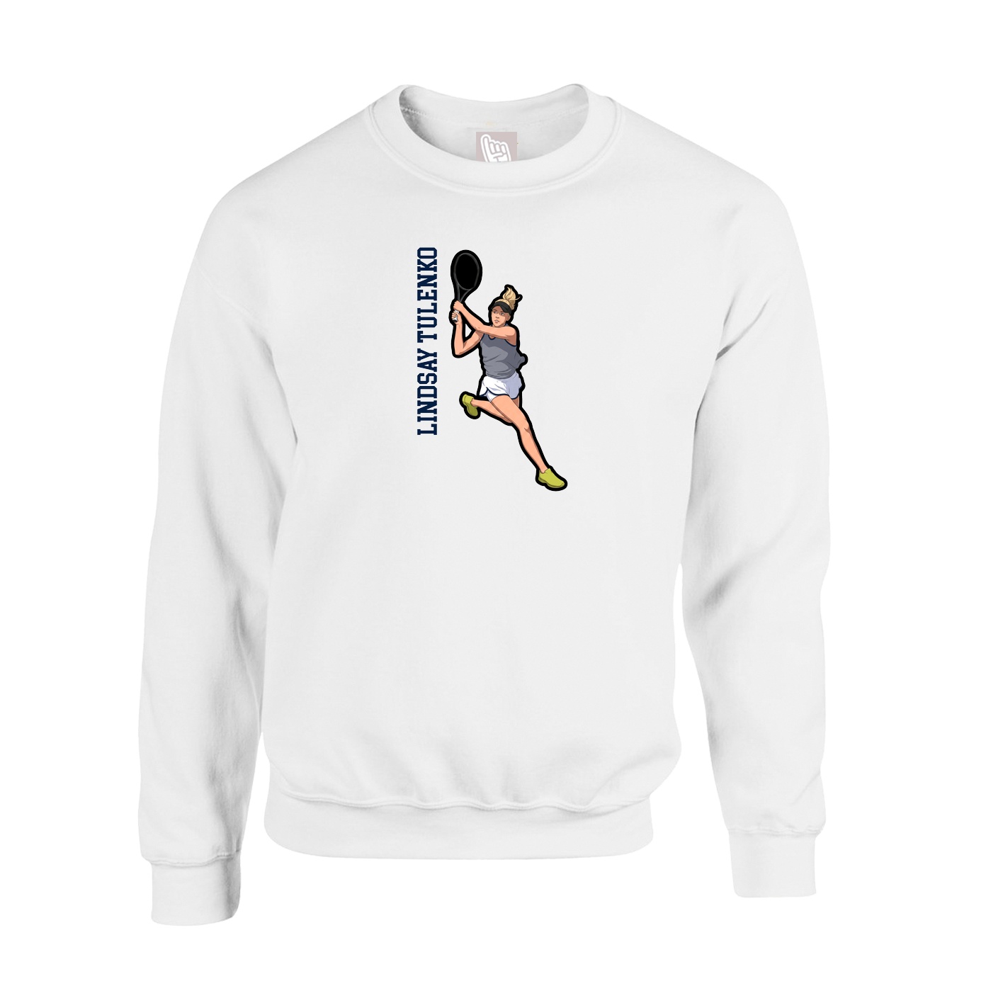 Fleece Crew — Name Vertical in White