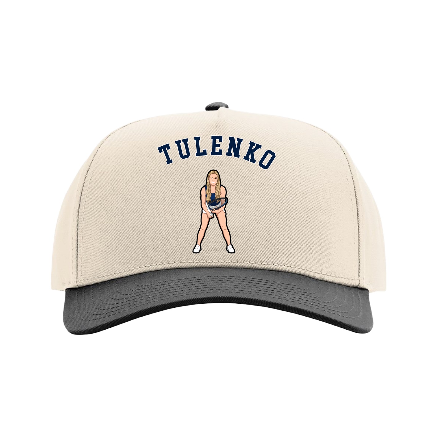 Full Fabric Five-Panel Champ Cap — Shirsey Arch in Cream/Black