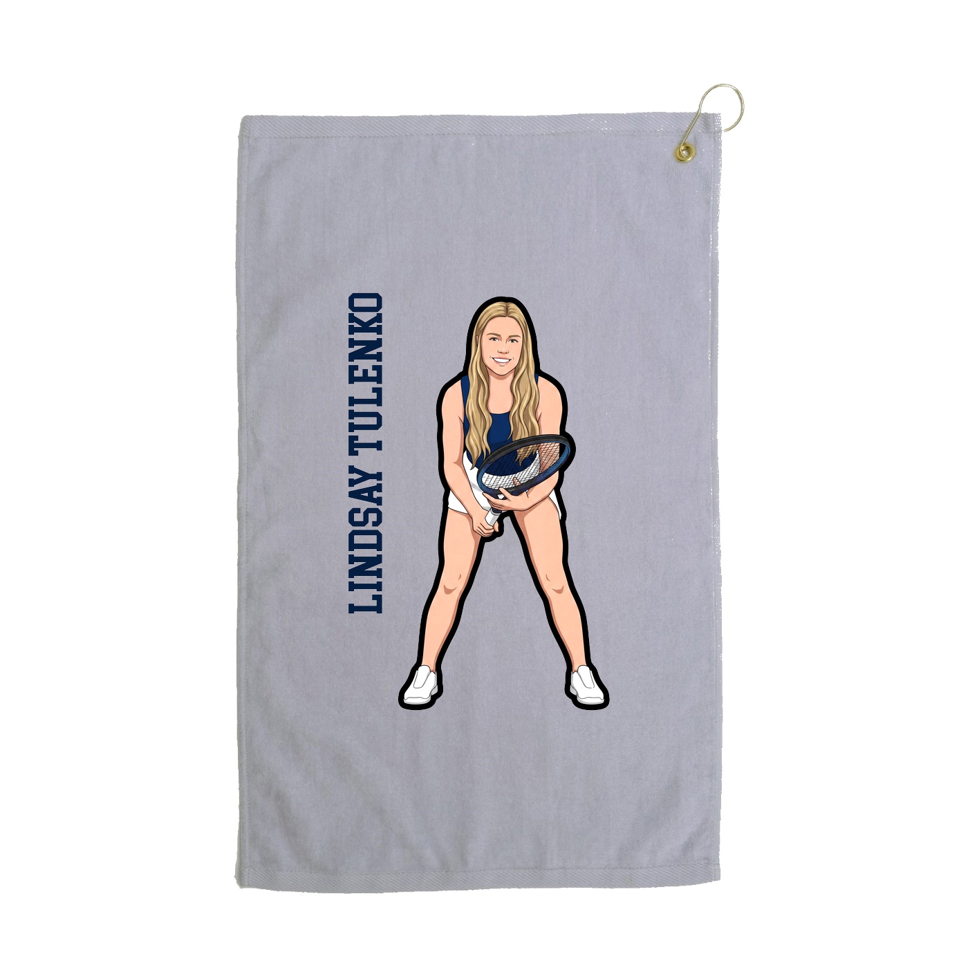 Golf Towel — Name Vertical in Grey