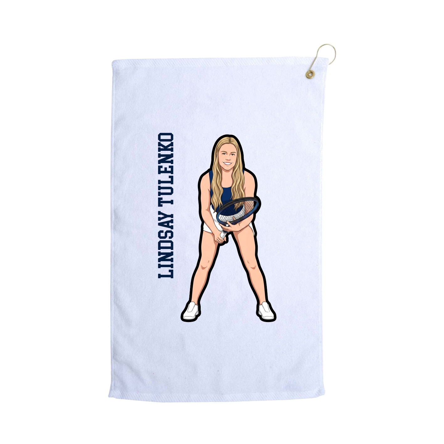 Golf Towel — Name Vertical in White