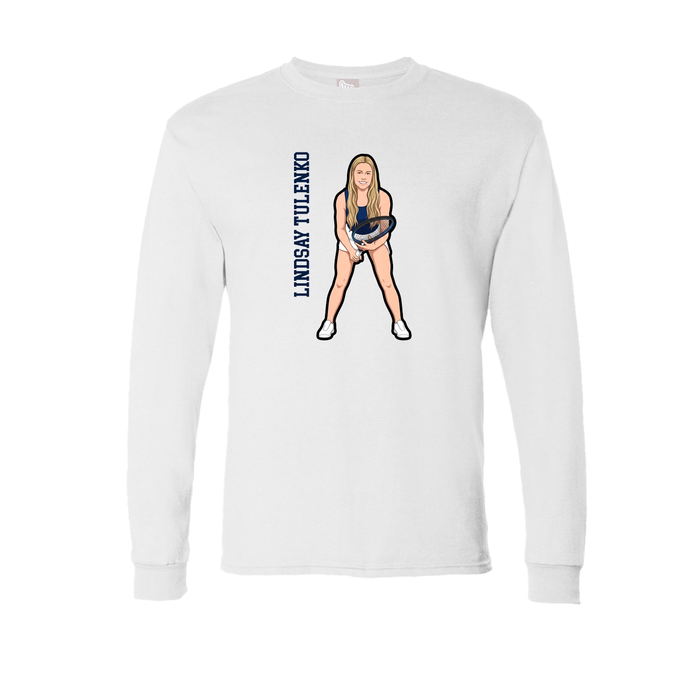 Long Sleeve Tee — Name Vertical in White