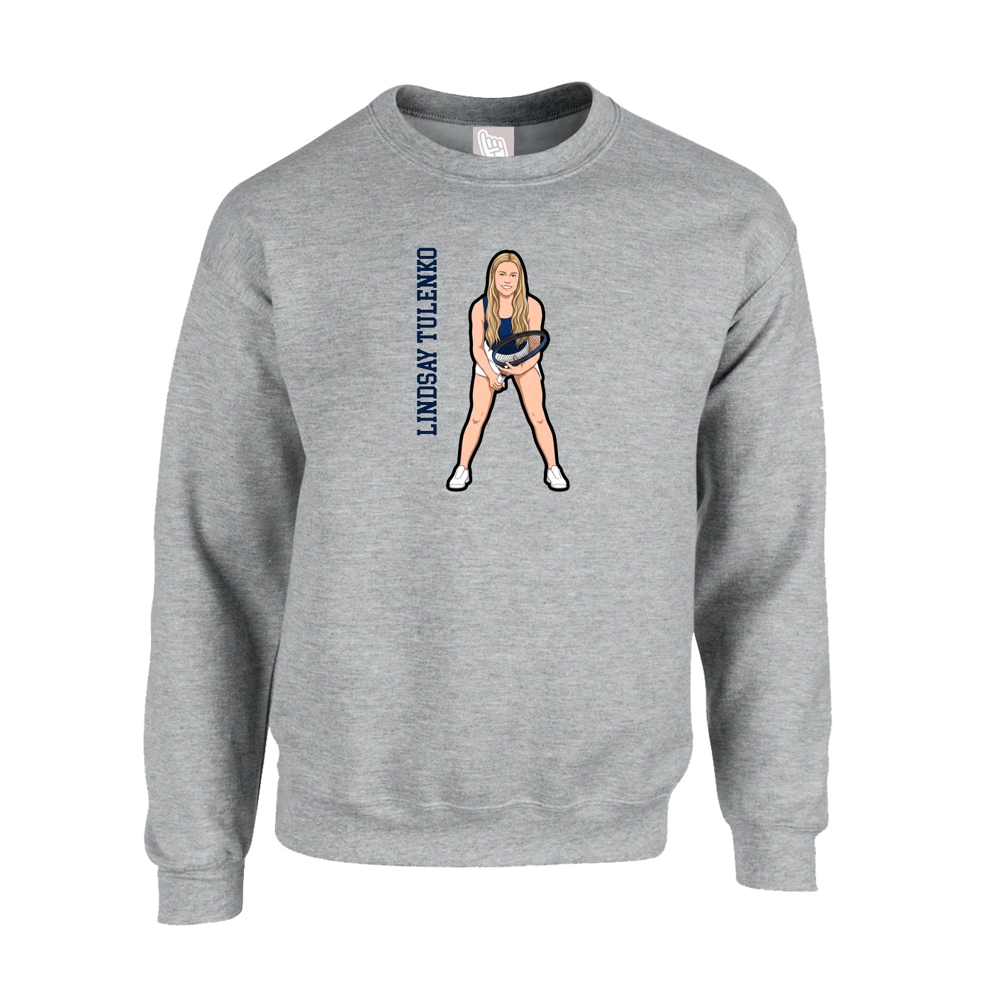 Fleece Crew — Name Vertical in Grey