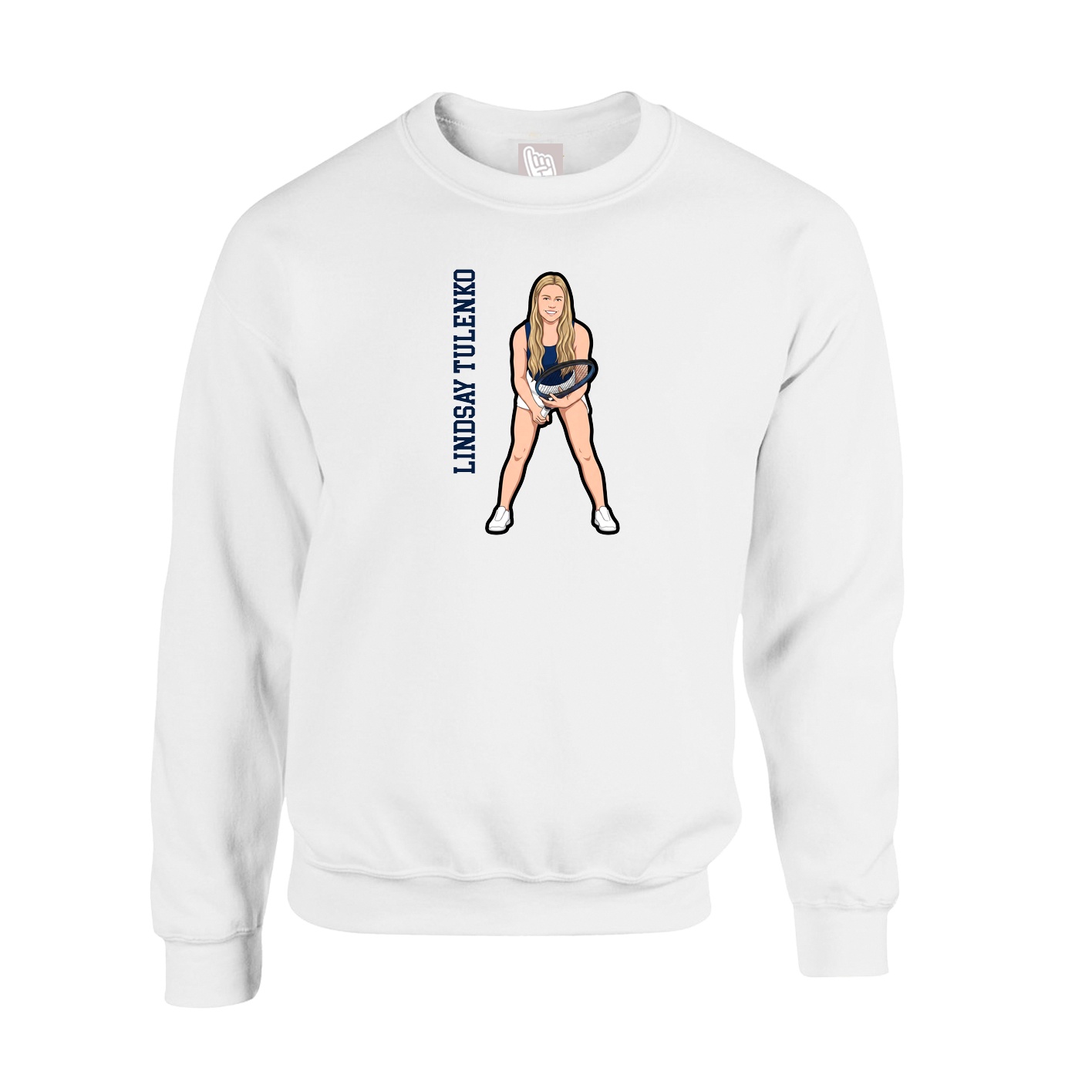 Fleece Crew — Name Vertical in White