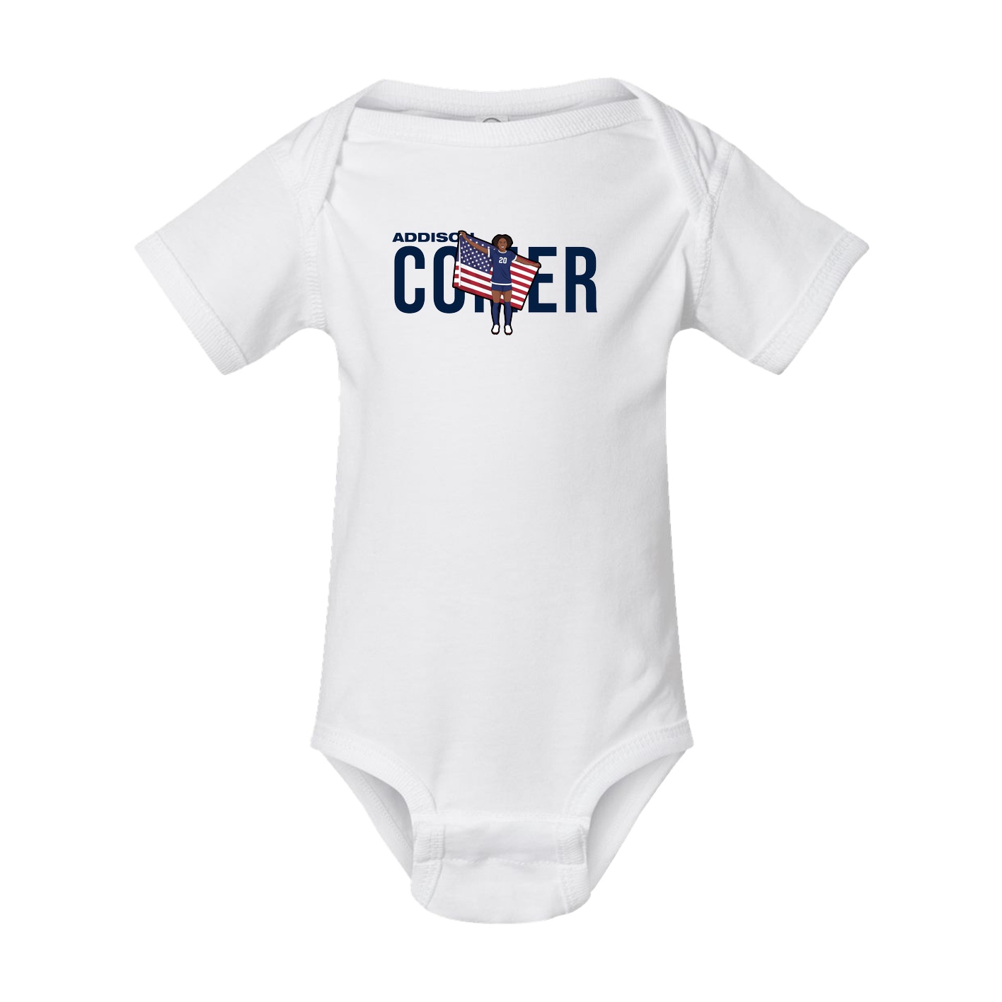 Baby Onesie — Player Name in White