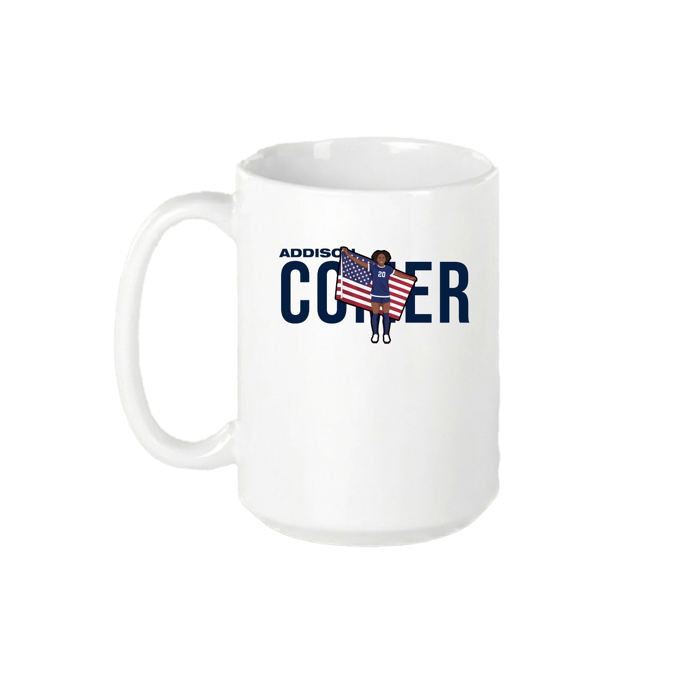 15oz Coffee Mug — Player Name in White