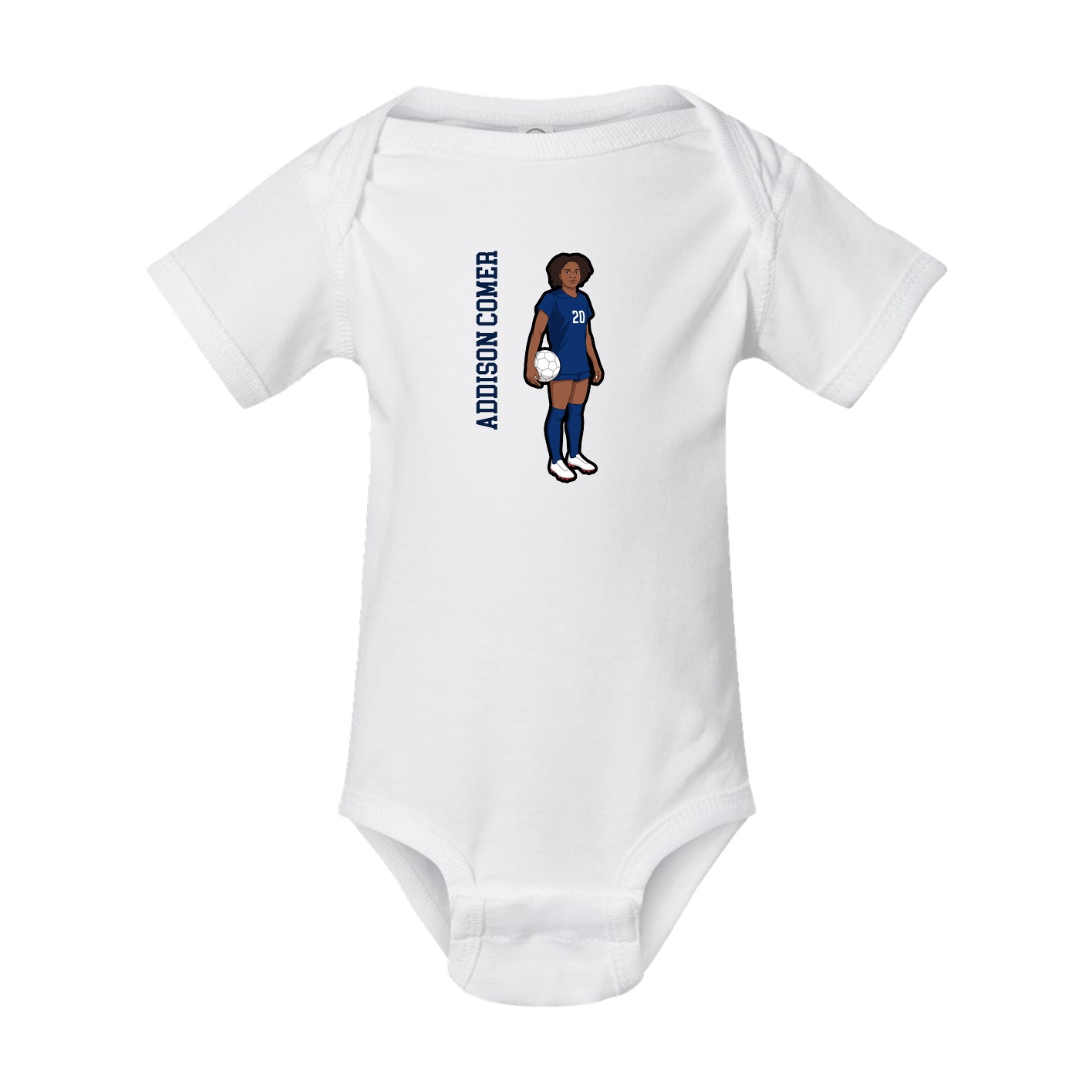 Baby Onesie — Name Vertical in White