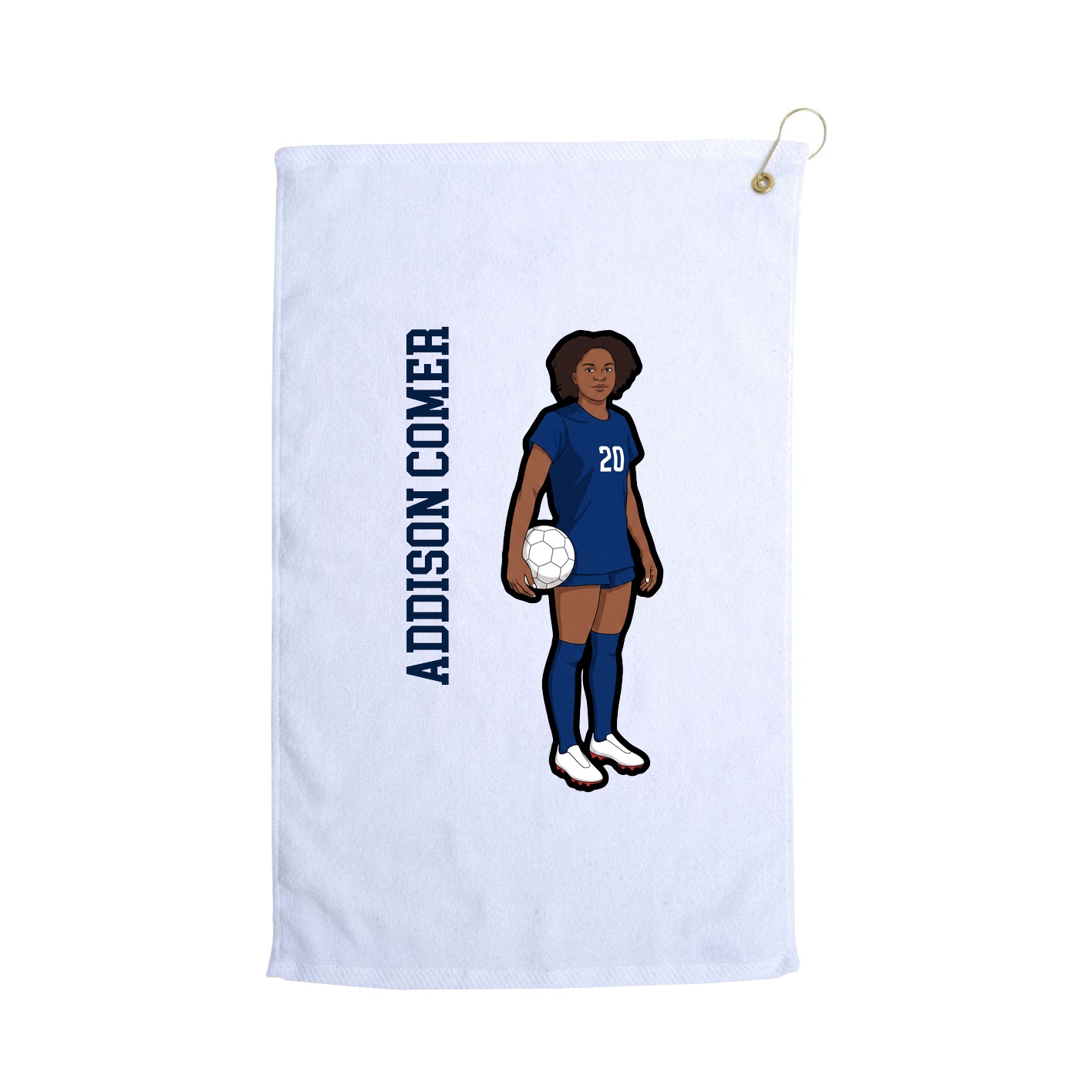 Golf Towel — Name Vertical in White