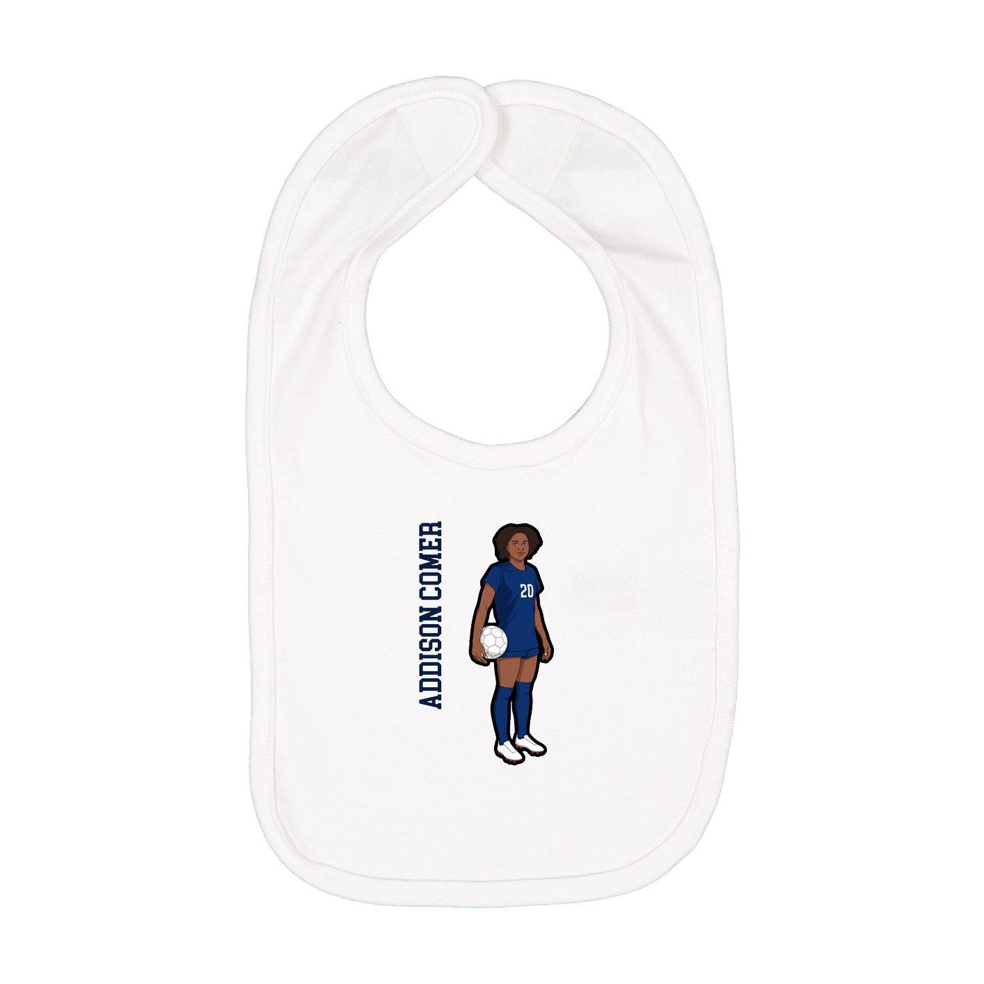 Infant Bib — Name Vertical in White