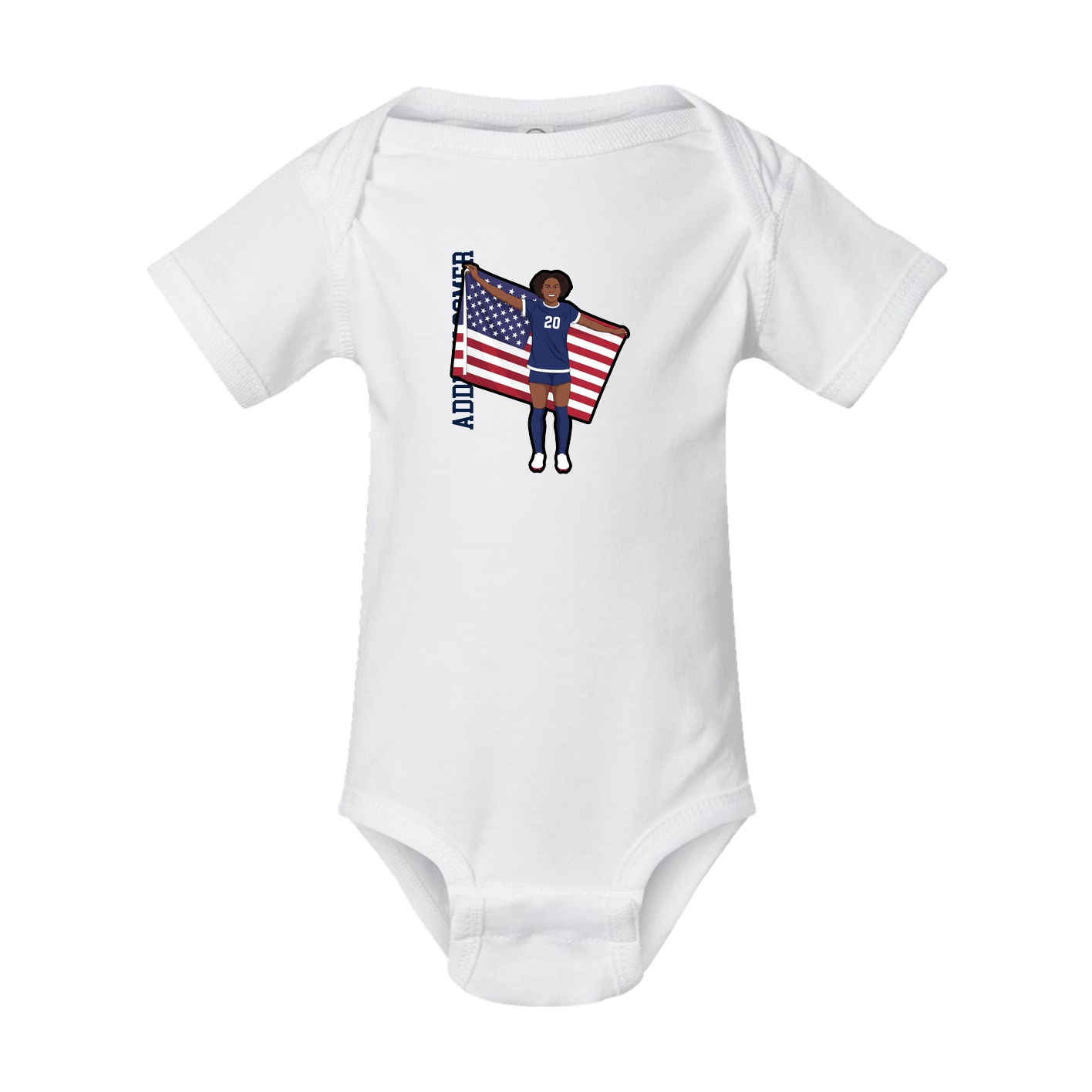 Baby Onesie — Name Vertical in White