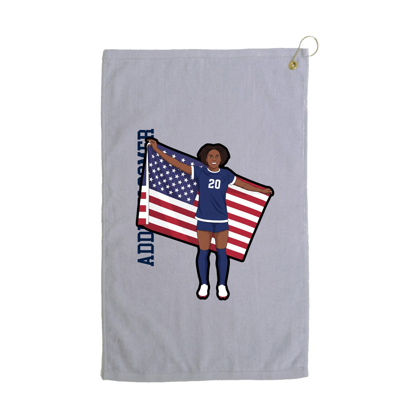 Golf Towel — Name Vertical in Grey