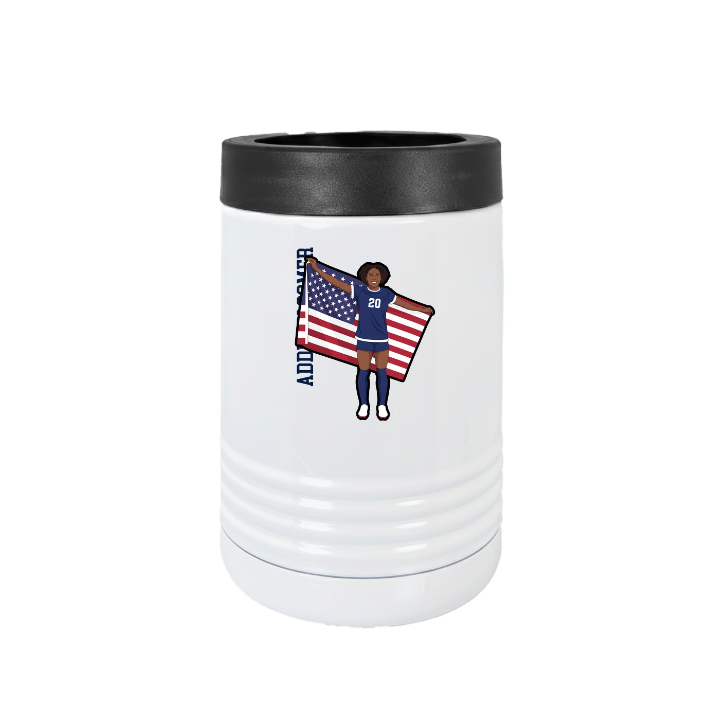 Beverage Holder — Name Vertical in White