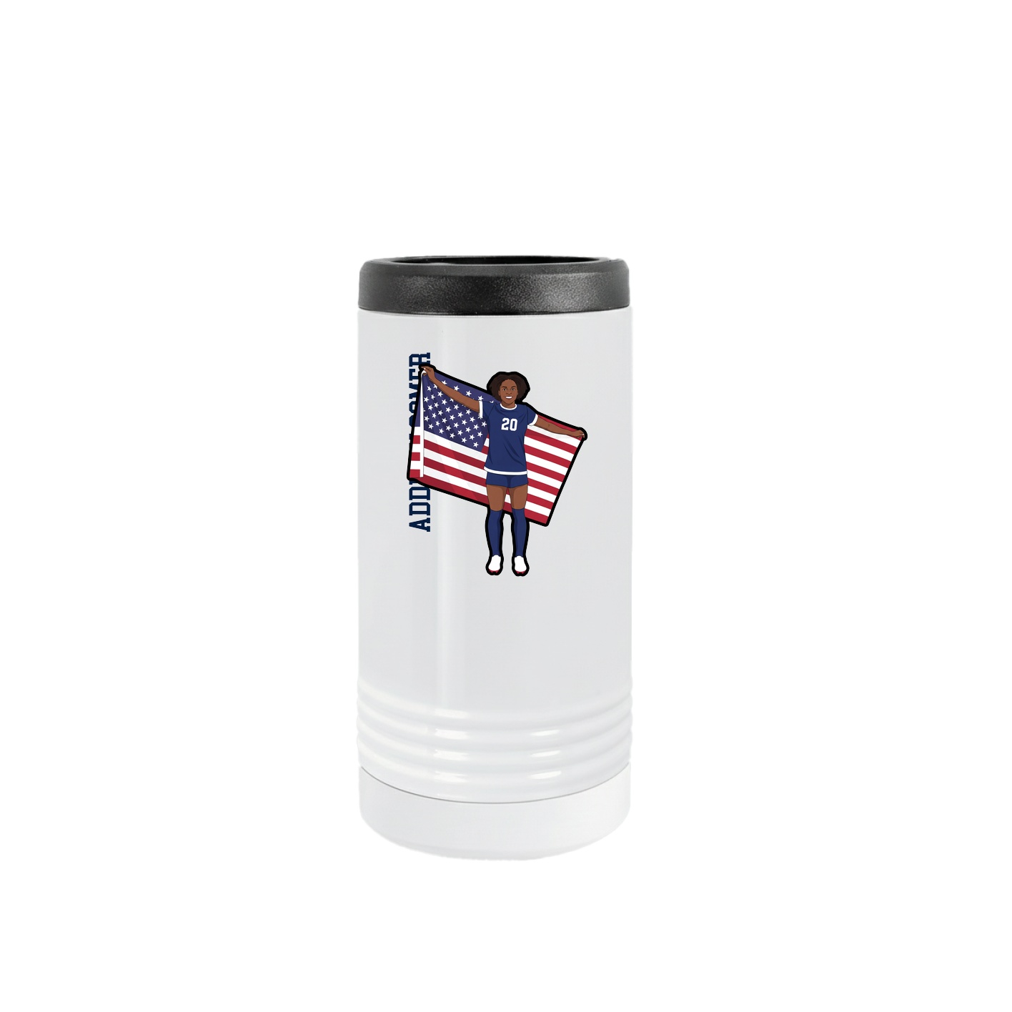 Slim Beverage Holder — Name Vertical in White