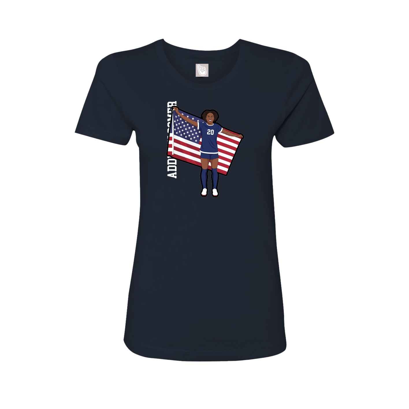 Fitted Women's Tee — Name Vertical in Navy