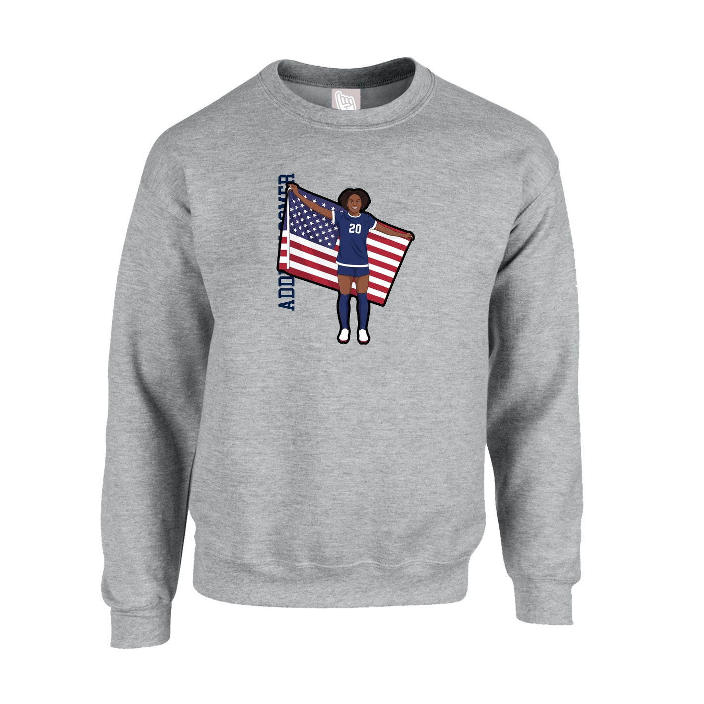Fleece Crew — Name Vertical in Grey