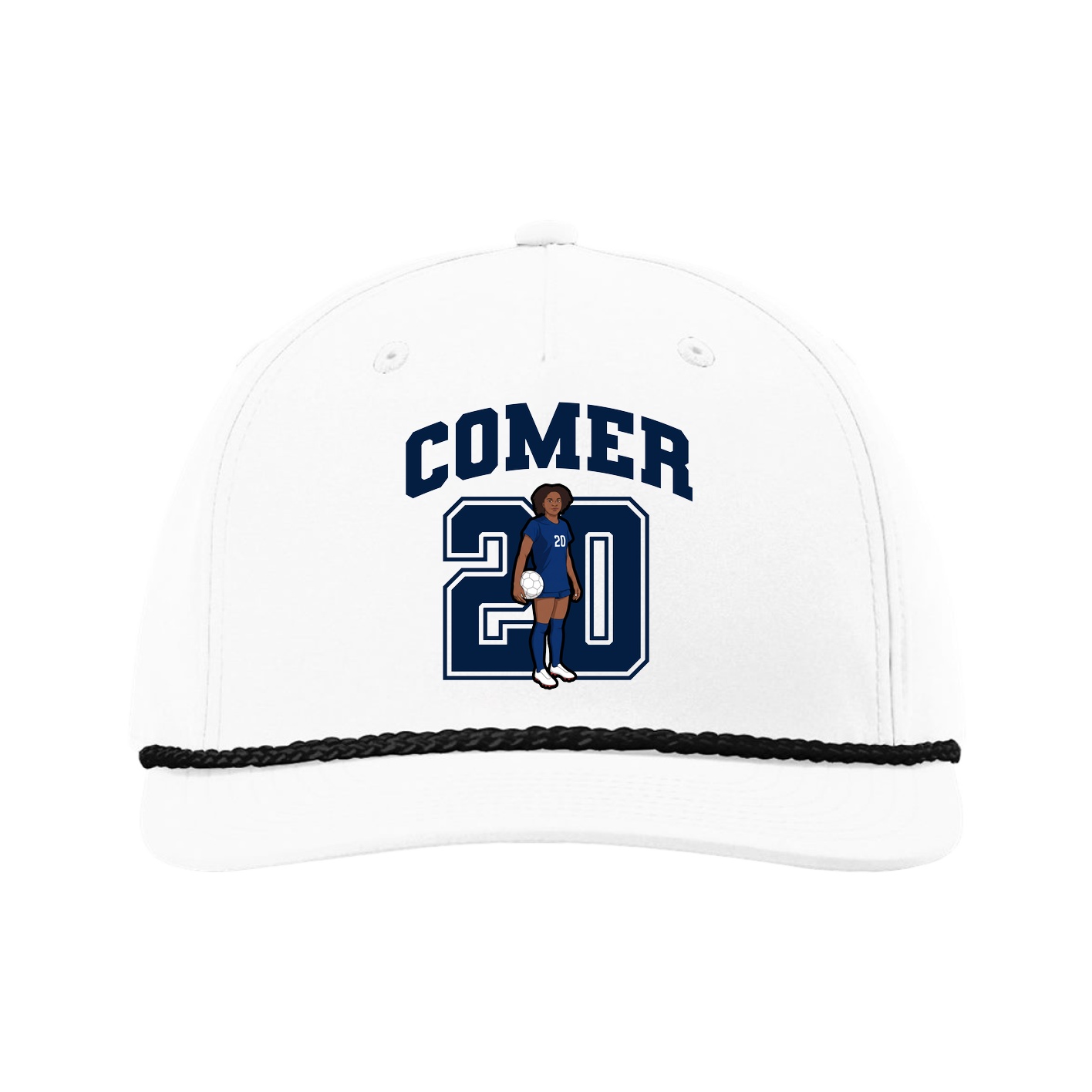 Five-Panel Classic Rope Cap — Number in White