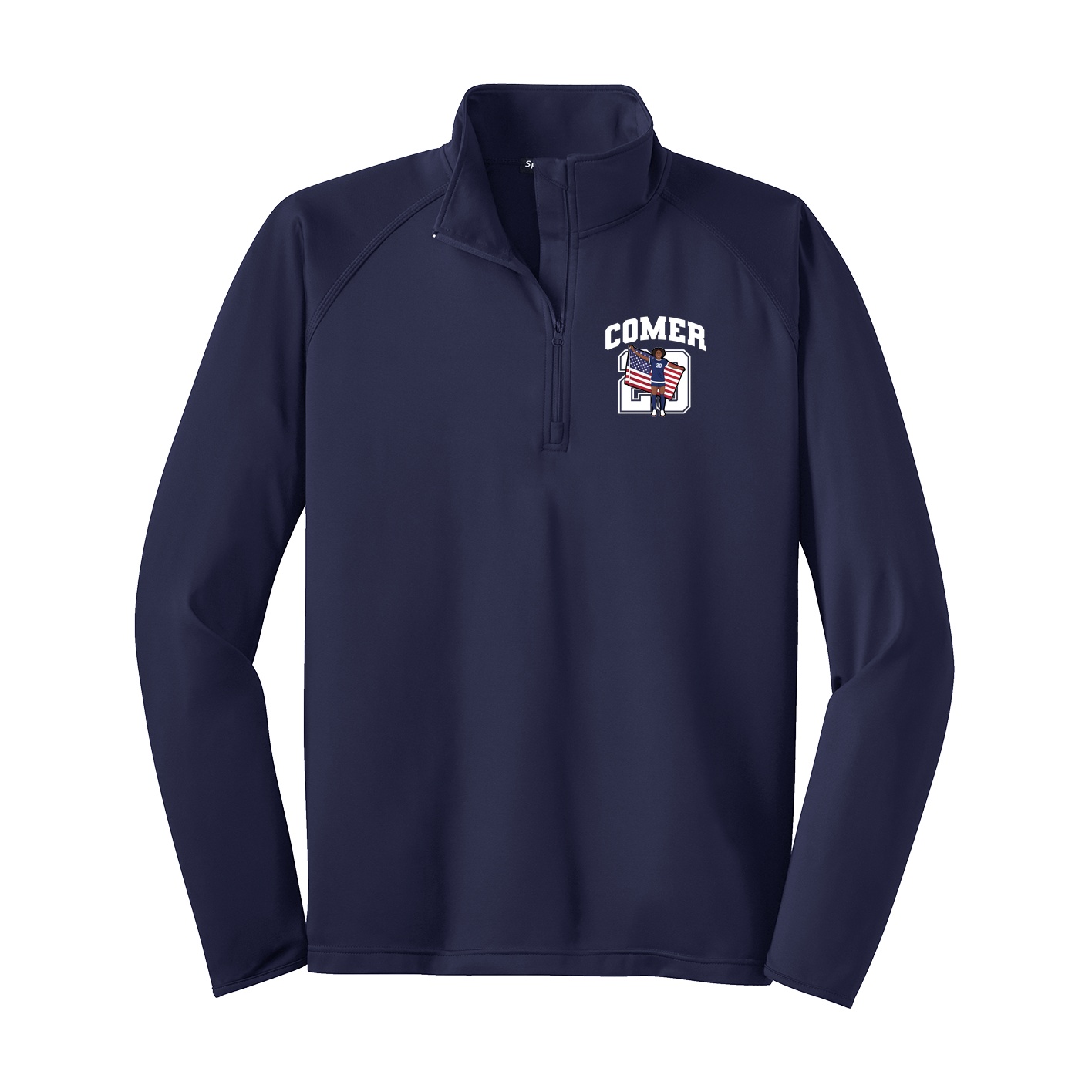 Q-Zip Pullover — Number in Navy