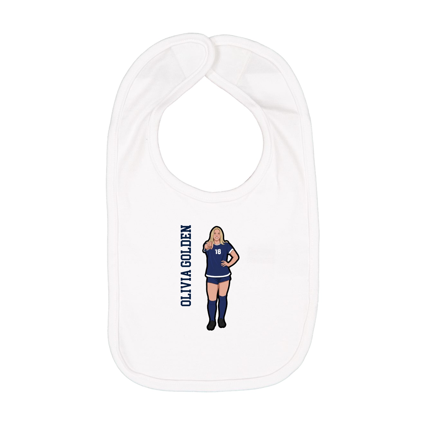Infant Bib — Name Vertical in White
