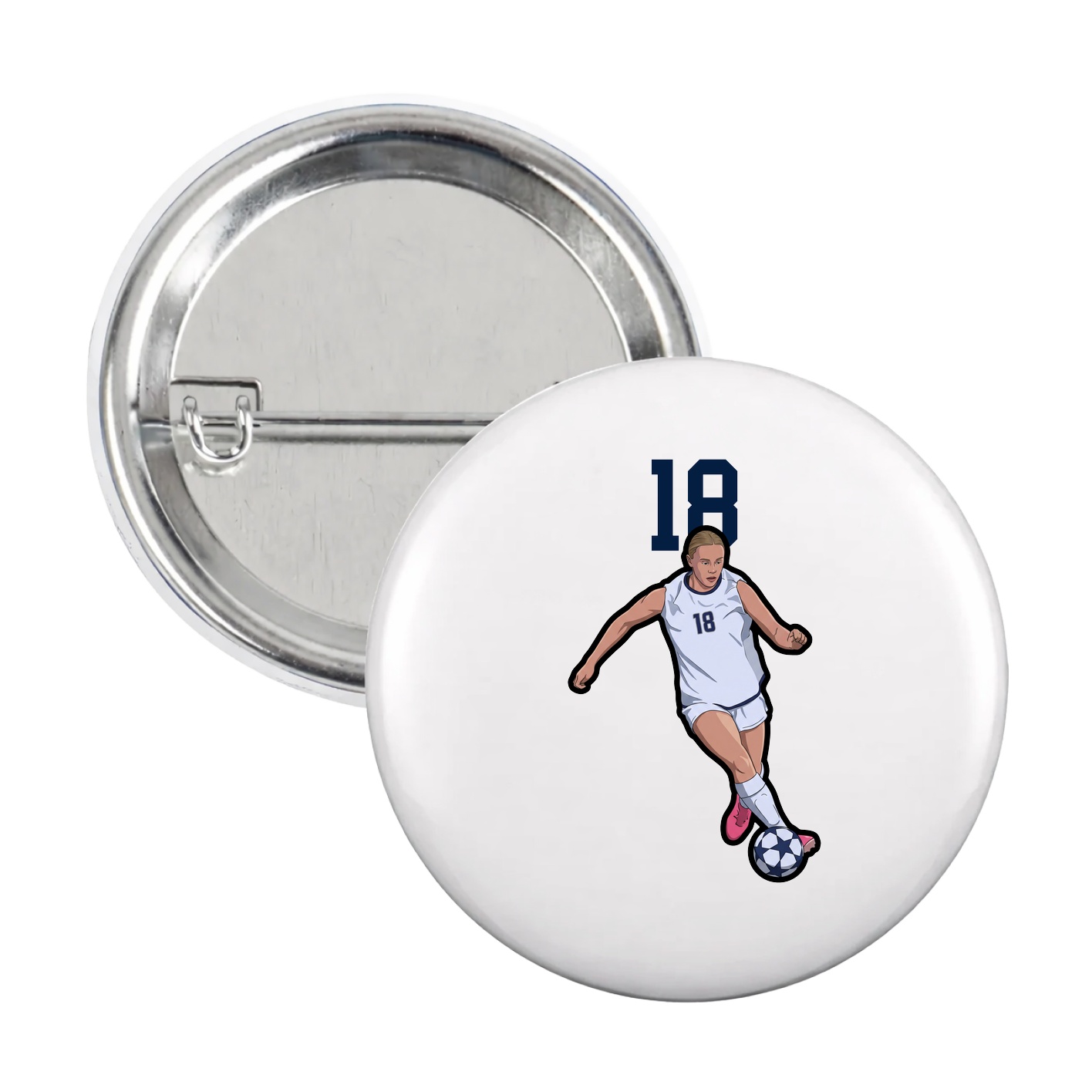 Game Day Button — Number Top in White