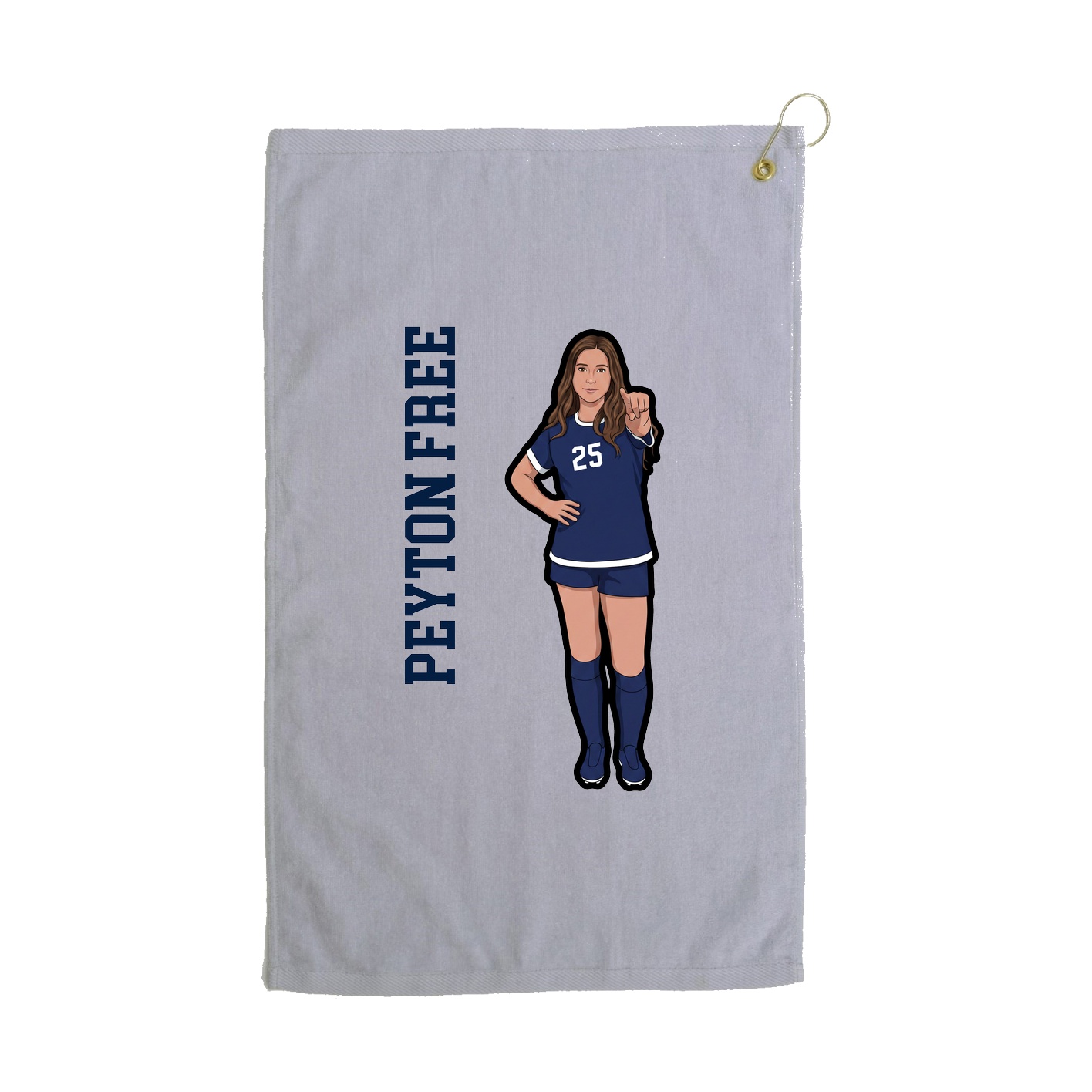 Golf Towel — Name Vertical in Grey