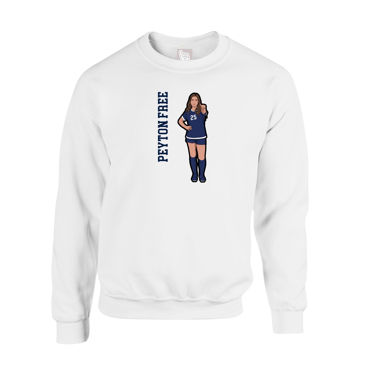 Fleece Crew — Name Vertical in White
