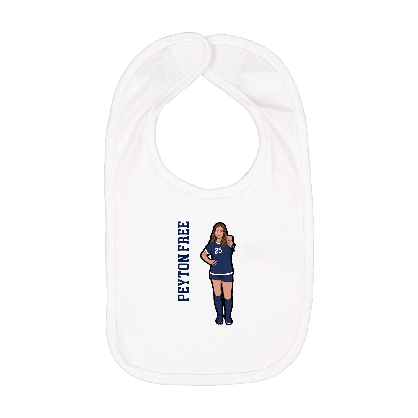 Infant Bib — Name Vertical in White
