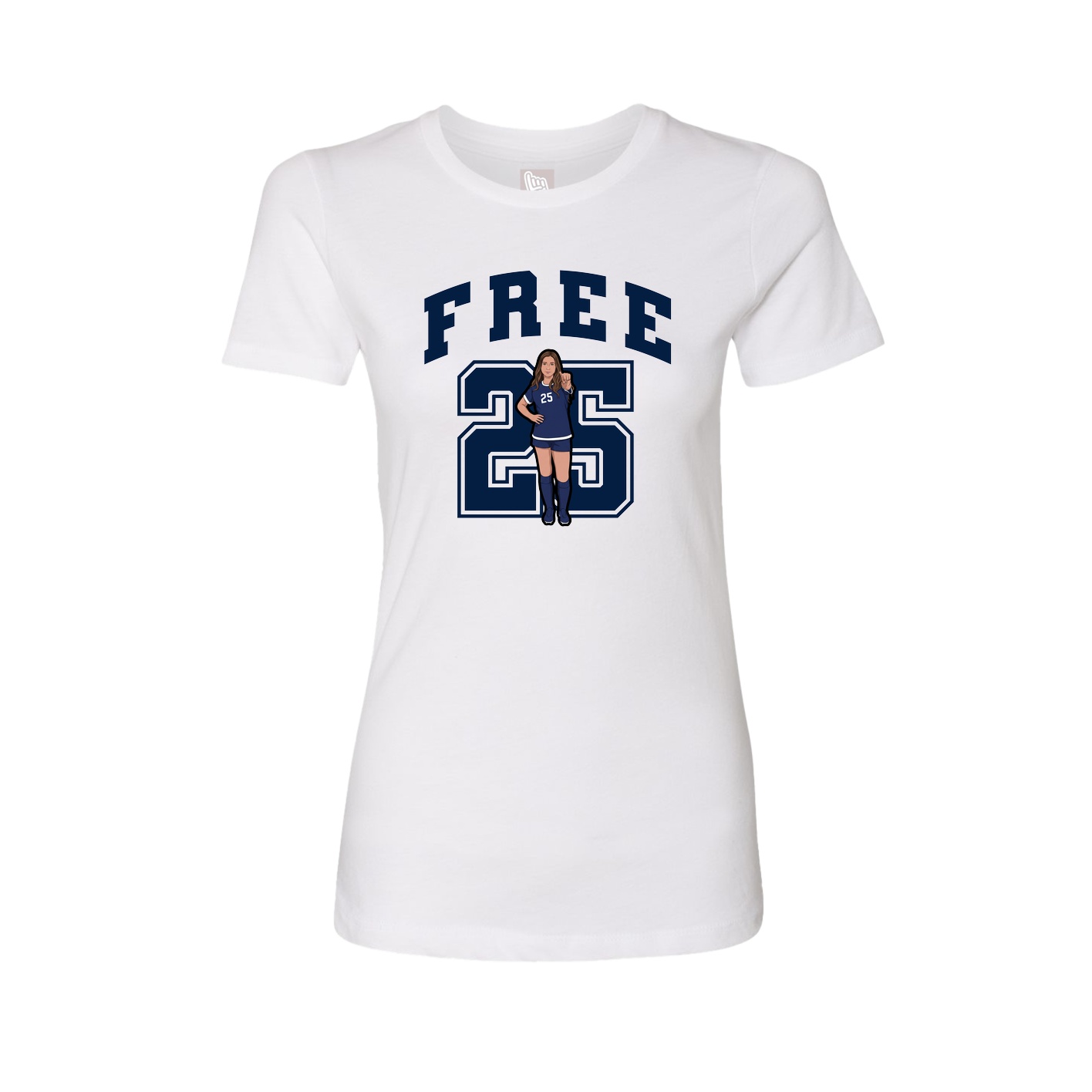 Fitted Women's Tee — Number in White