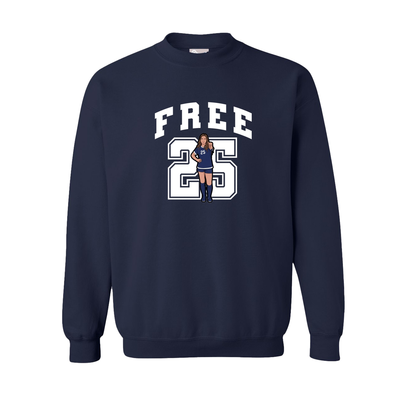 Fleece Crew — Number in Navy