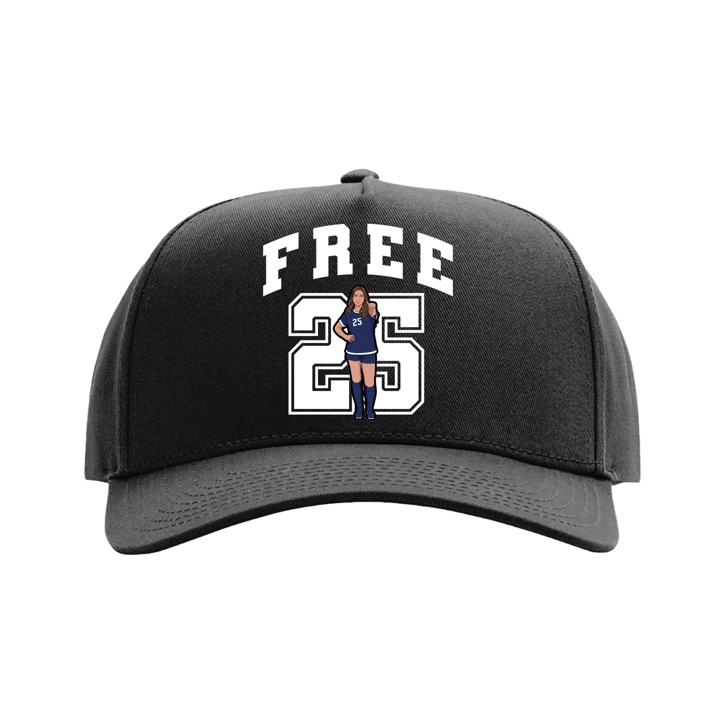 Full Fabric Five-Panel Champ Cap — Number in Black