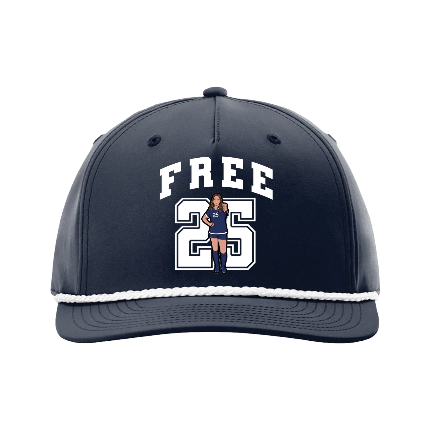 Five-Panel Classic Rope Cap — Number in Navy